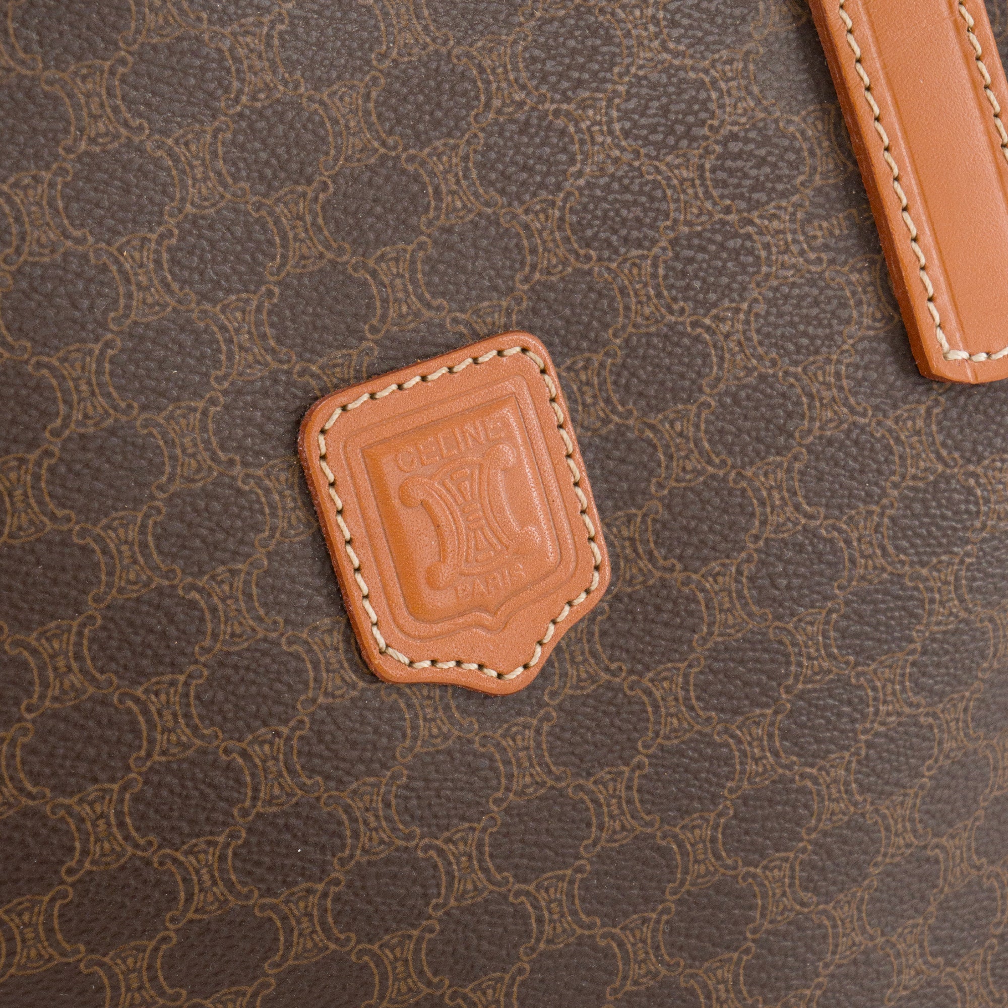 CELINE - Sac à main Macadam Celine en toile marron vintage