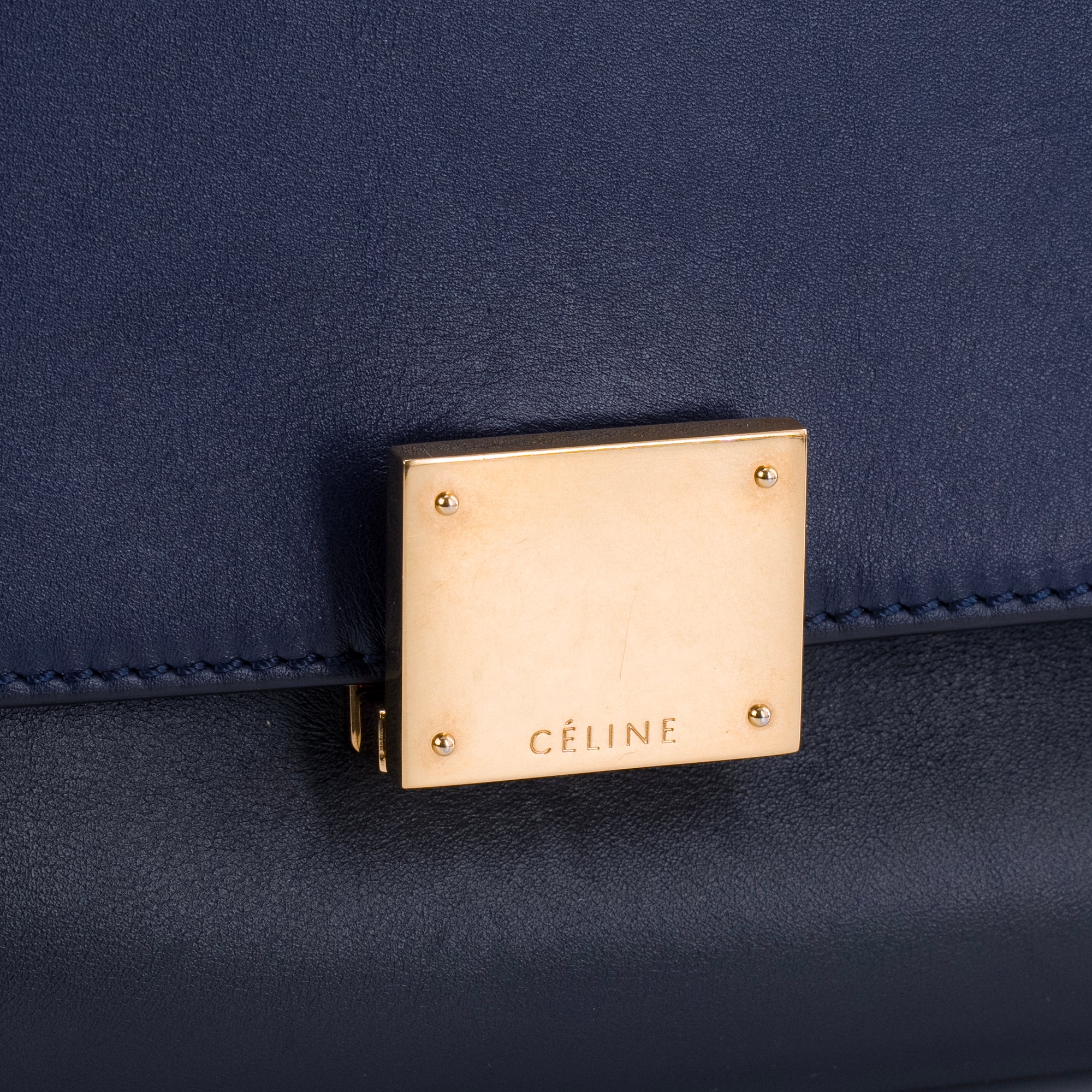 CELINE - Sac à main Trapeze Celine en cuir bleu