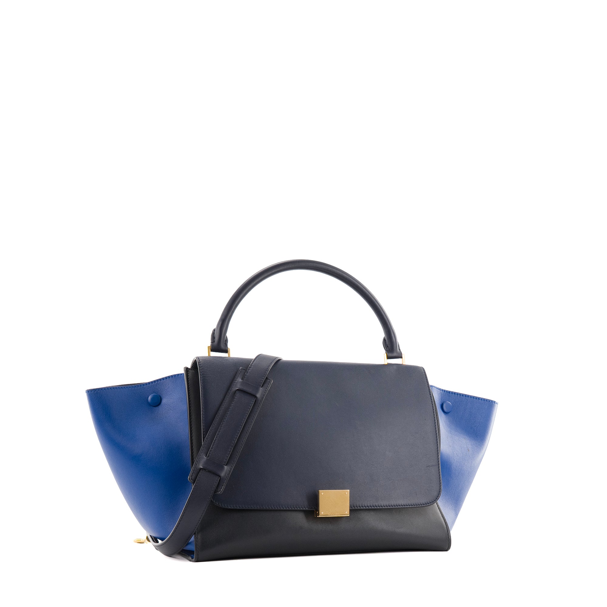 CELINE - Sac à main Trapeze Celine en cuir bleu