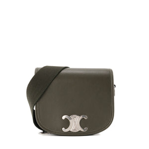 CELINE - Sac Besace Triomphe Petit modele Celine en cuir lisse kaki