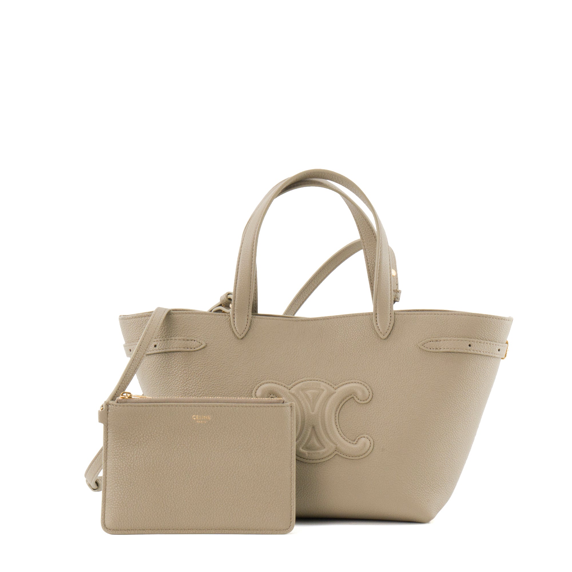 CELINE - Sac cabas Anais mini Celine en cuir grainé taupe