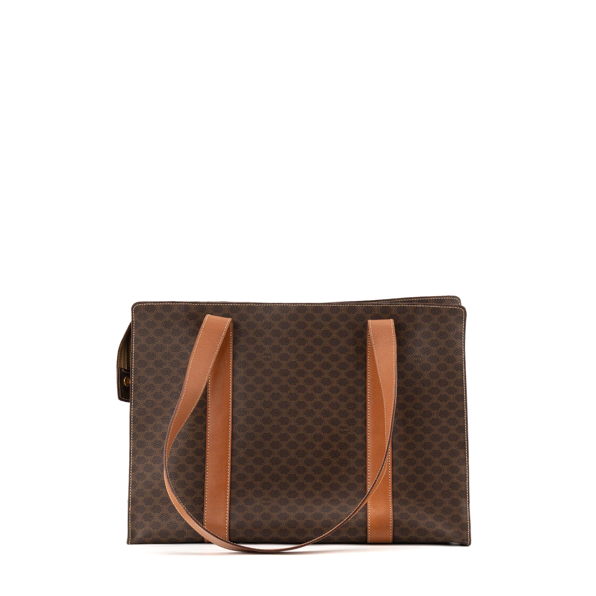 CELINE - Sac cabas Celine en toile enduite macadam marron vintage