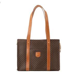 CELINE - Sac cabas Celine en toile enduite macadam marron vintage