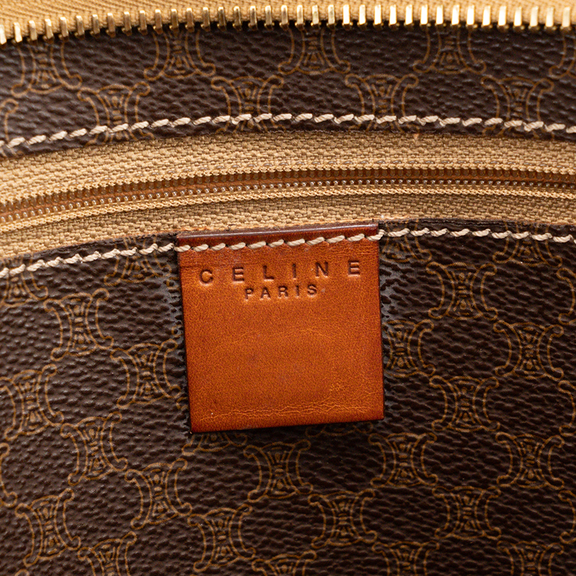 CELINE - Sac cabas Celine en toile enduite macadam marron vintage
