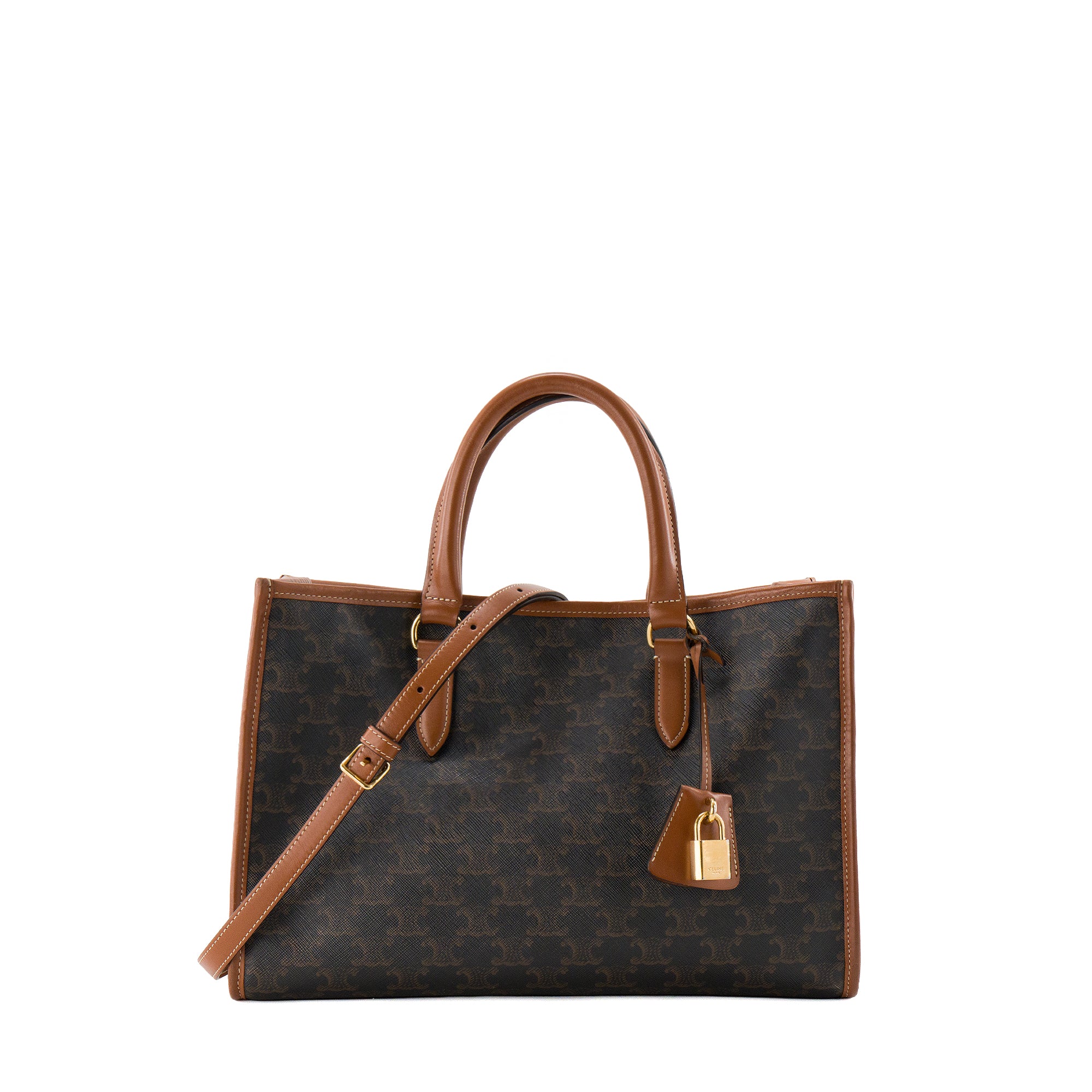 CELINE - Sac cabas Horizontal Celine en toile enduite triomphe marron