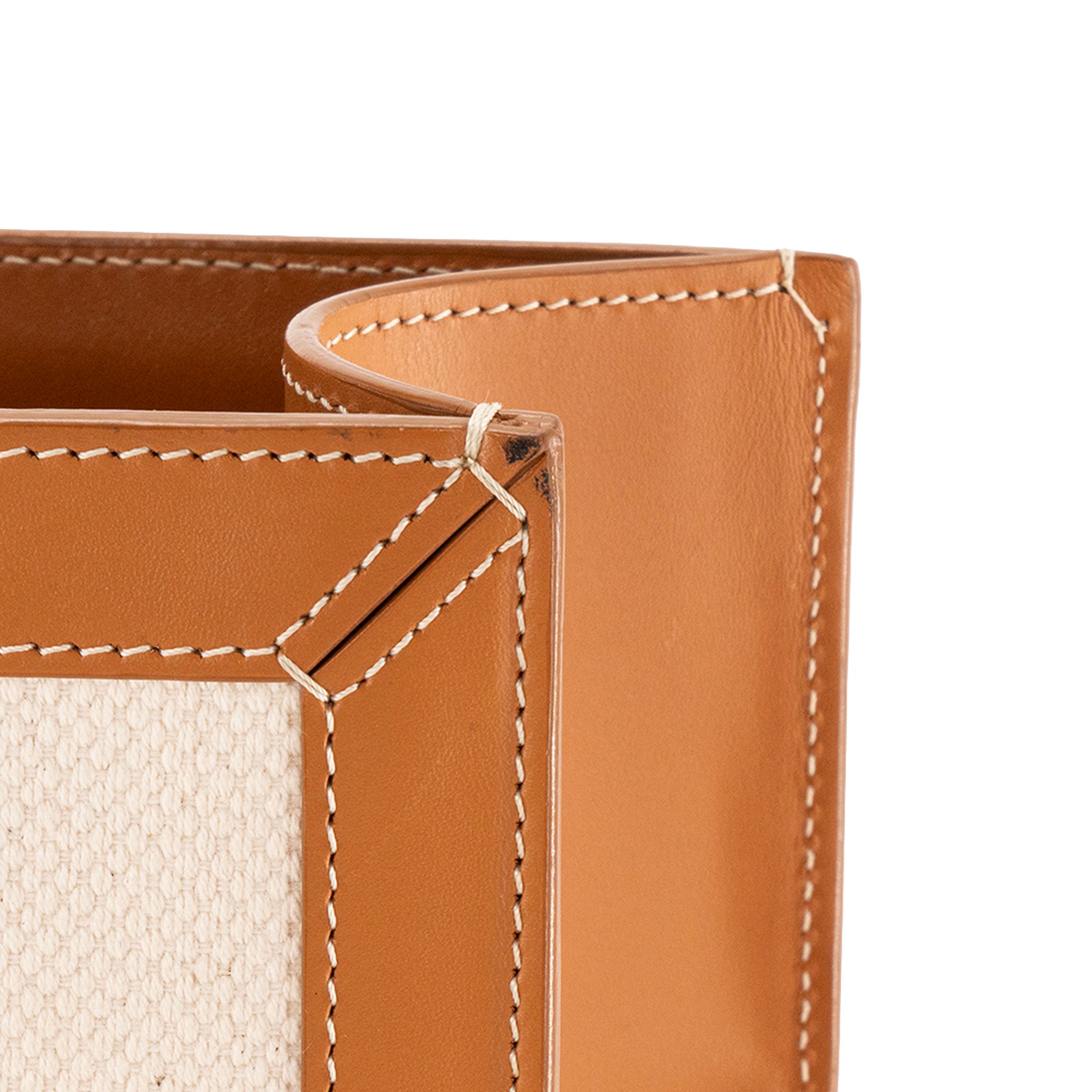 CELINE - Sac Cabas Large Vertical Celine en toile beige et cuir marron