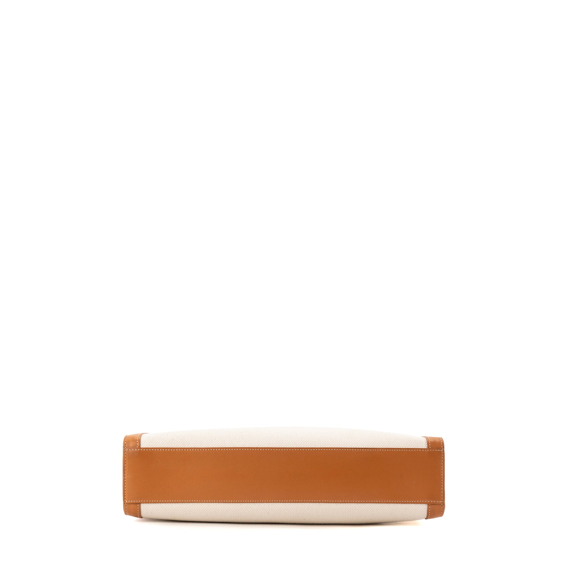 CELINE - Sac Cabas Large Vertical Celine en toile beige et cuir marron
