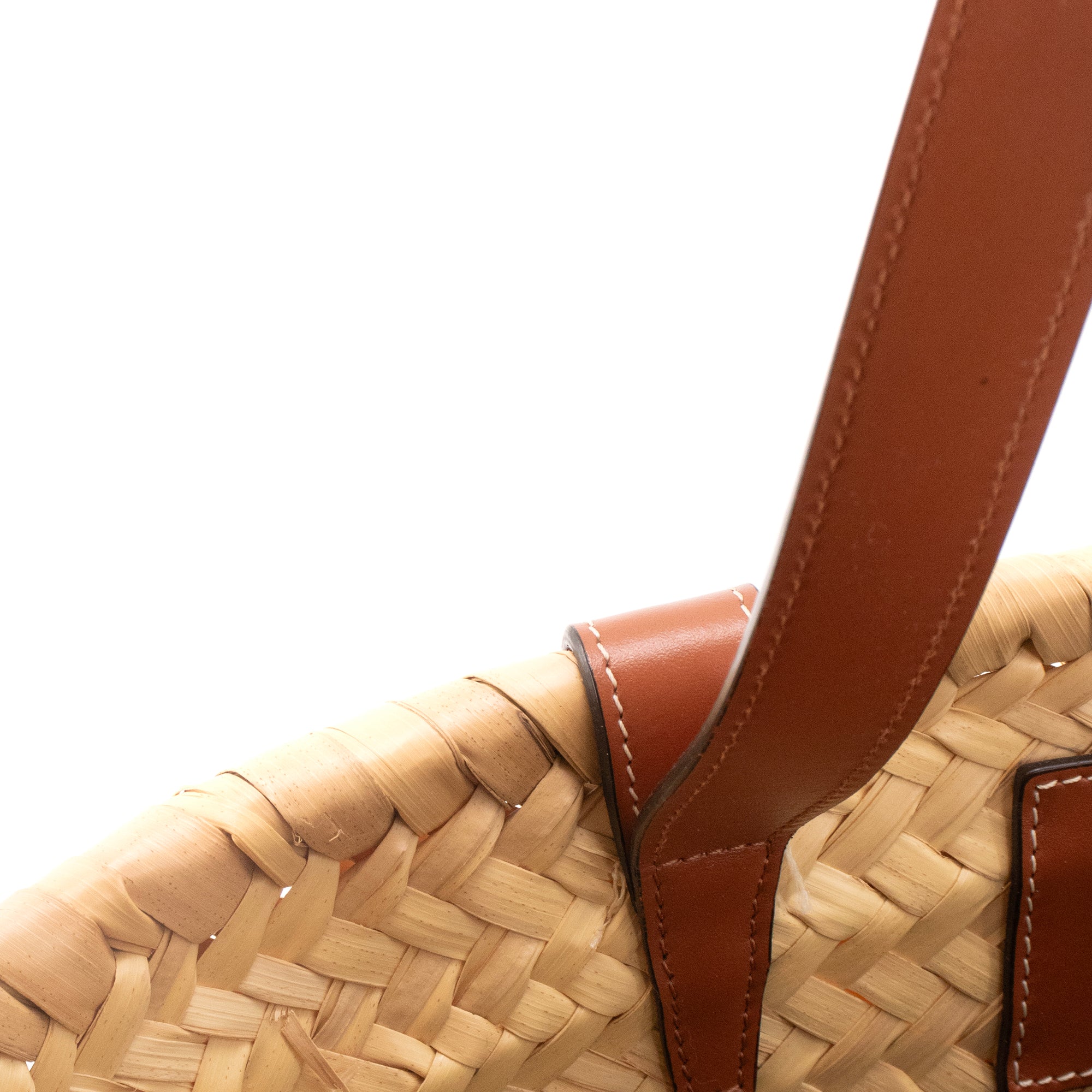 CELINE - Sac cabas Panier Triomphe Moyen Celine en feuilles de palmier et cuir marron