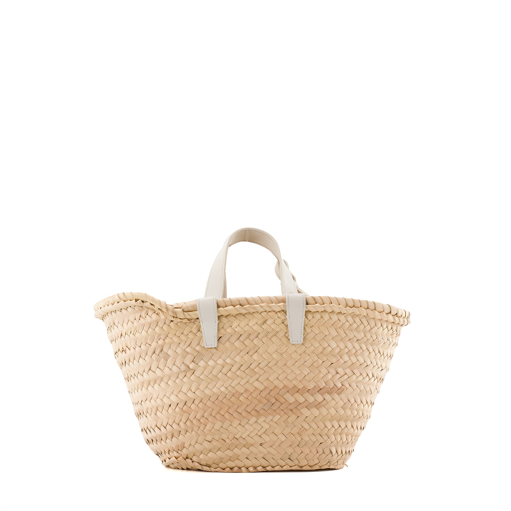 CELINE - Sac cabas Panier Triomphe PM Celine en osier et cuir blanc