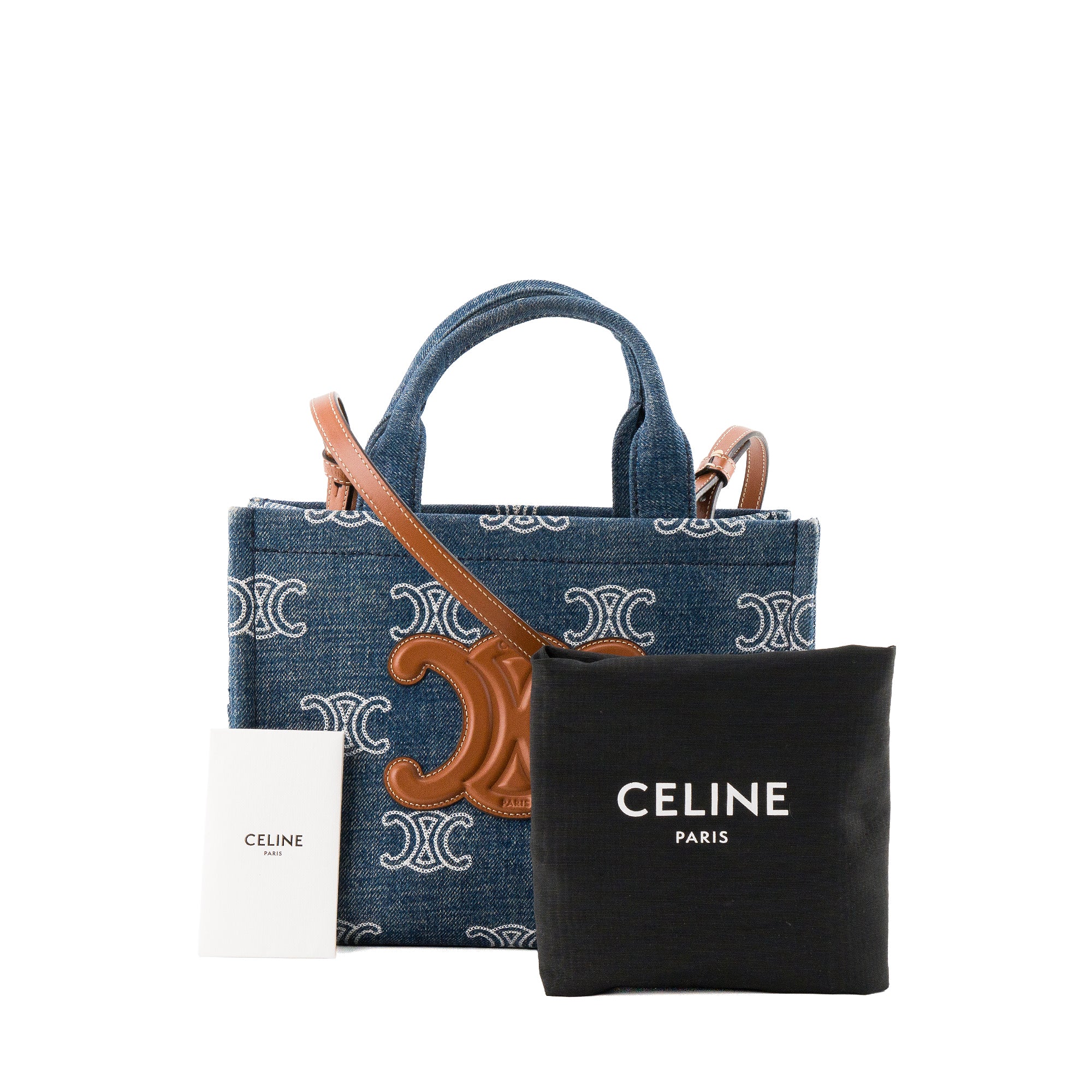 CELINE - Sac cabas Thais Celine en denim et cuir tan