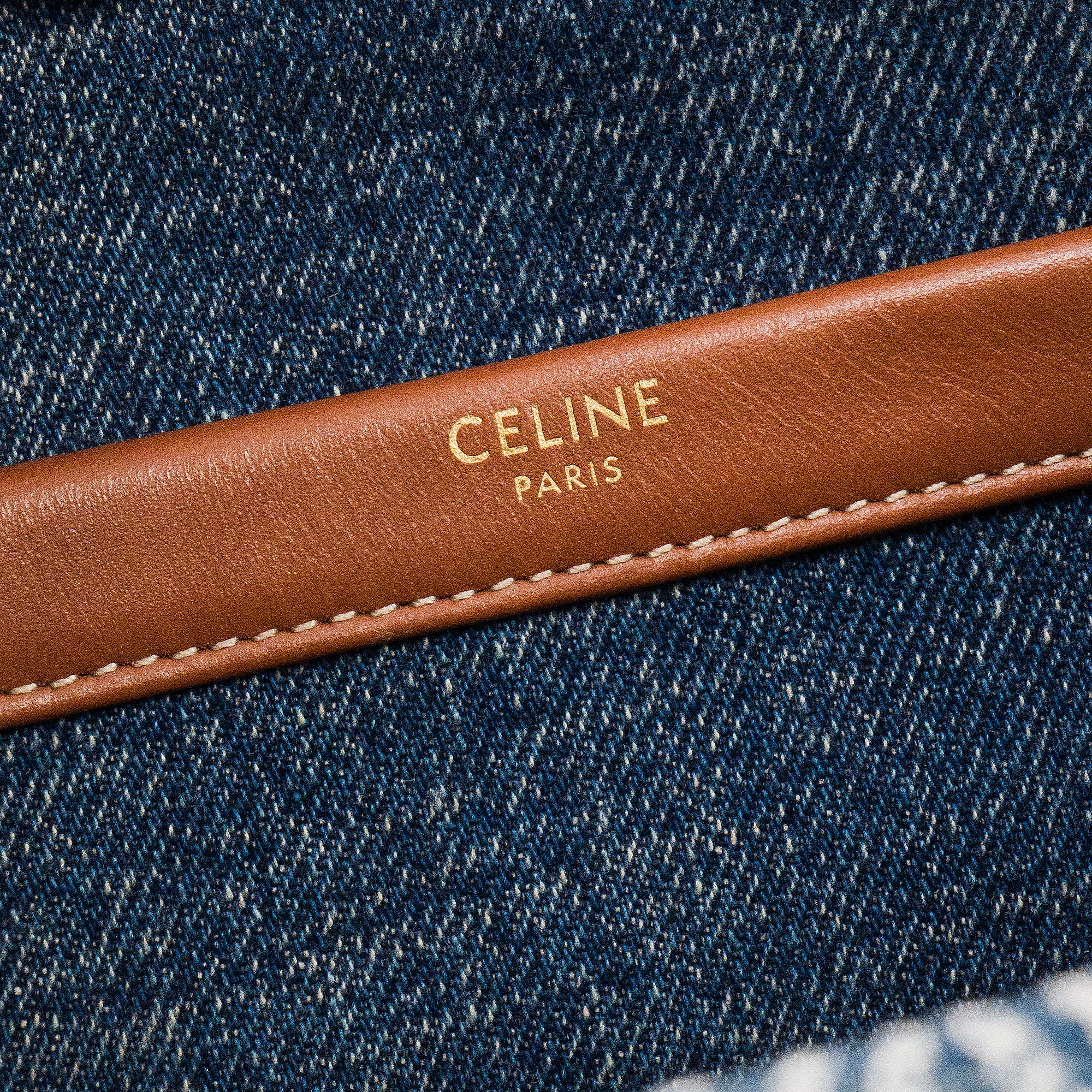 CELINE - Sac cabas Thais Celine en denim et cuir tan