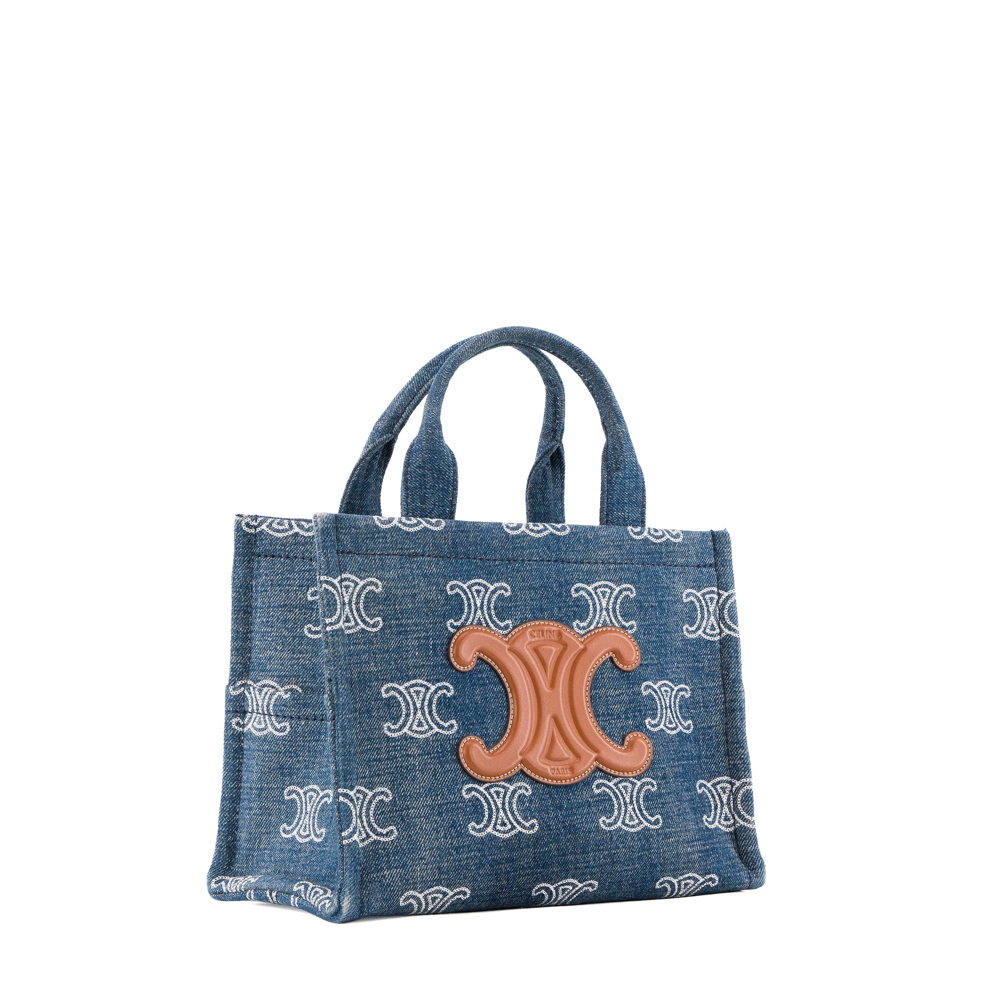 CELINE - Sac cabas Thais Celine en denim et cuir tan