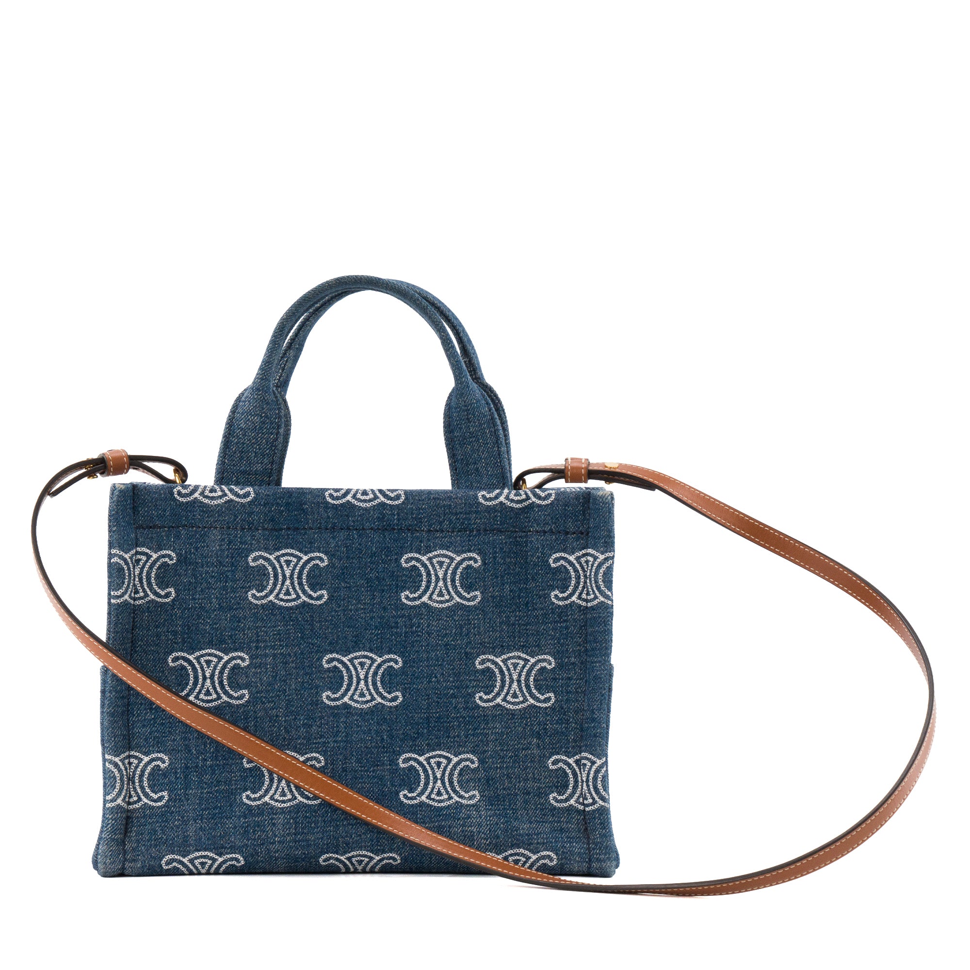 CELINE - Sac cabas Thais PM Celine en denim et cuir tan édition limitée