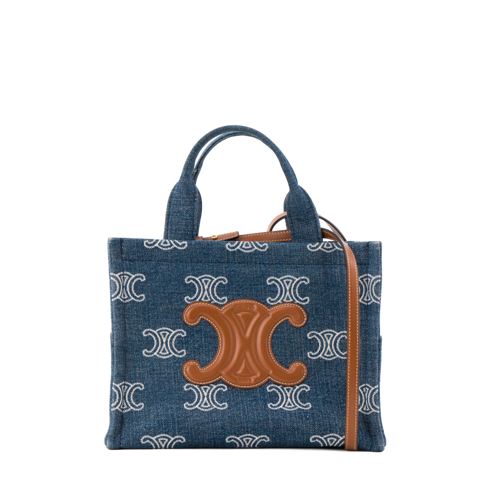 CELINE - Sac cabas Thais PM Celine en denim et cuir tan édition limitée