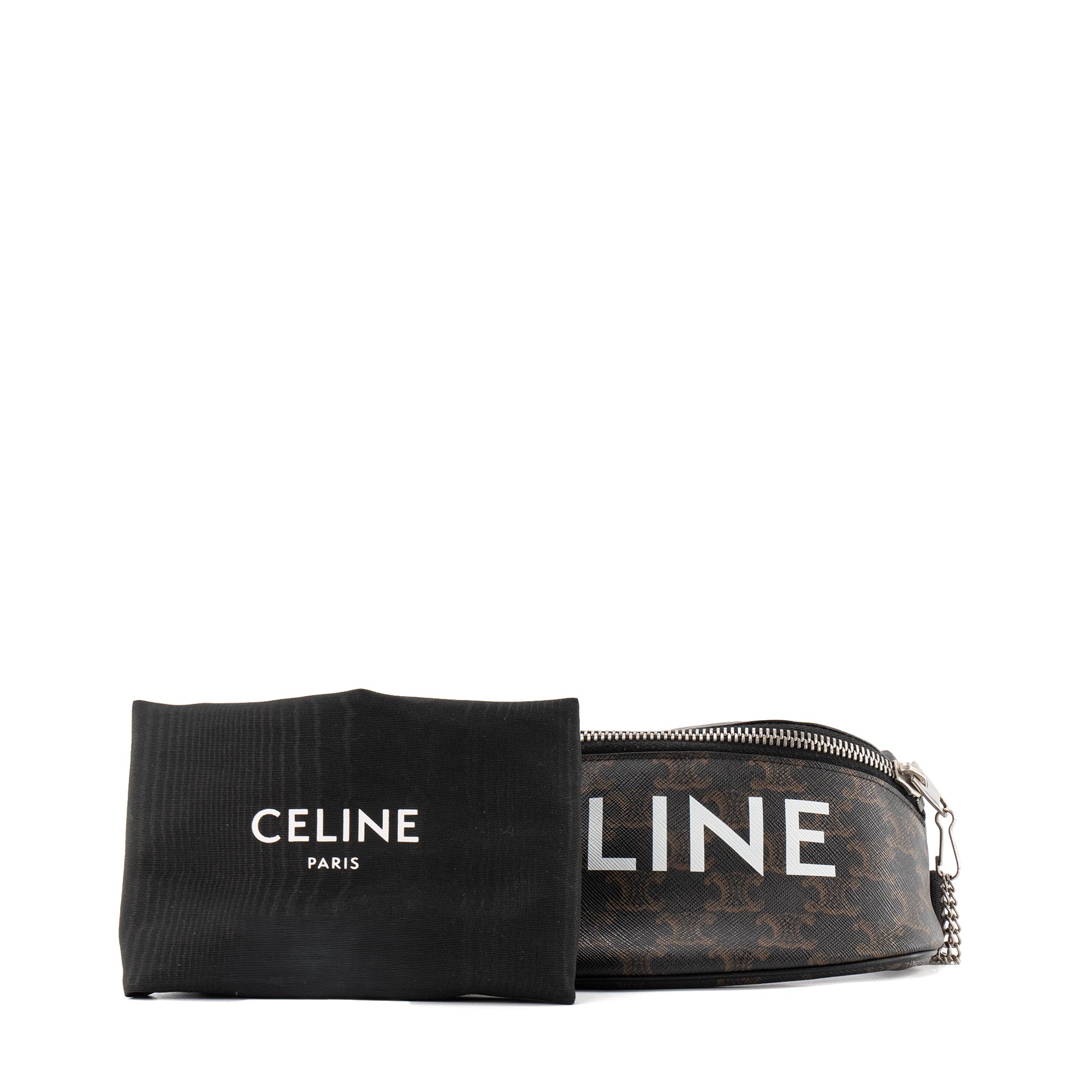 CELINE - Sac ceinture Celine en toile enduite monogrammée marron