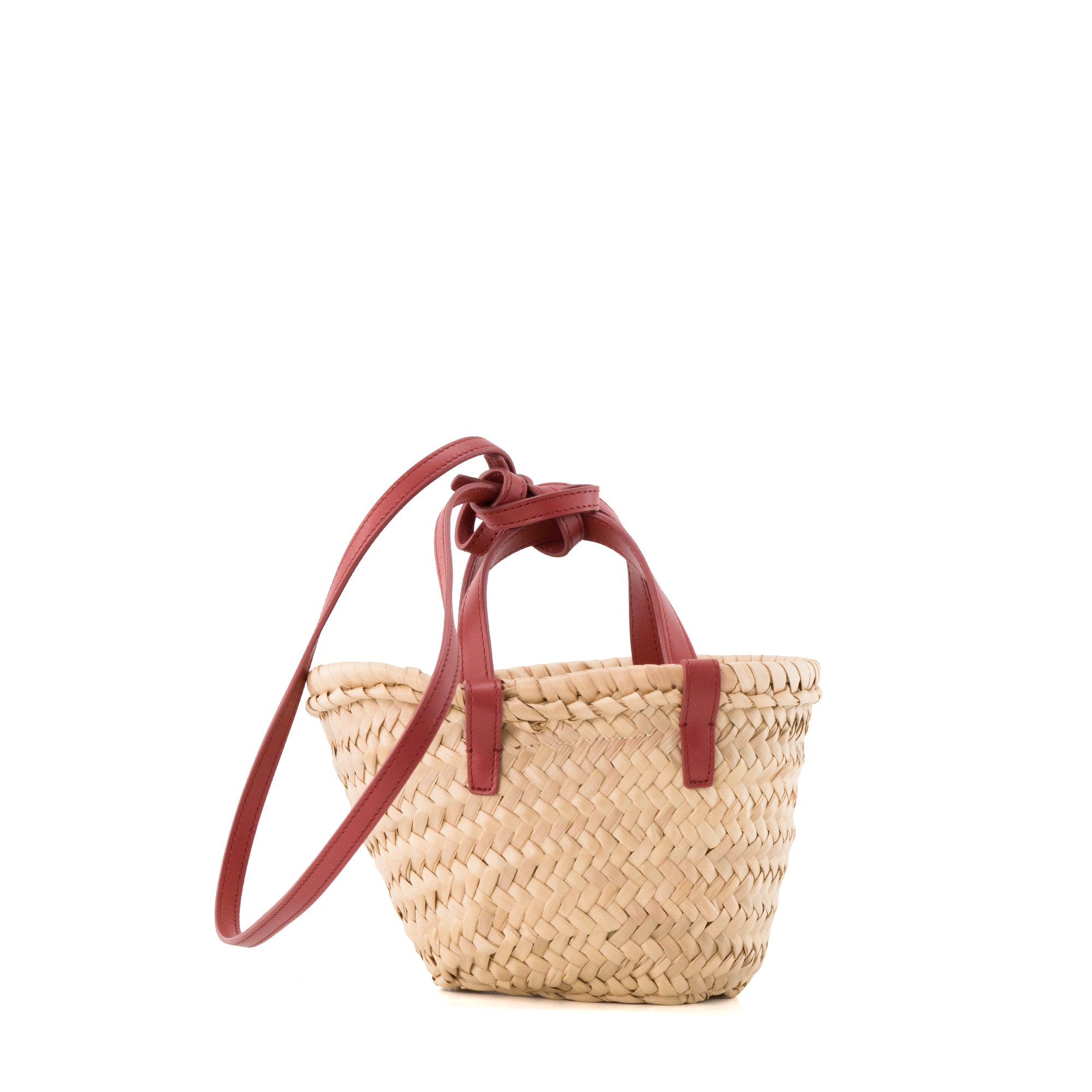 CELINE - Sac Panier Triomphe mini Celine en paille et cuir rose