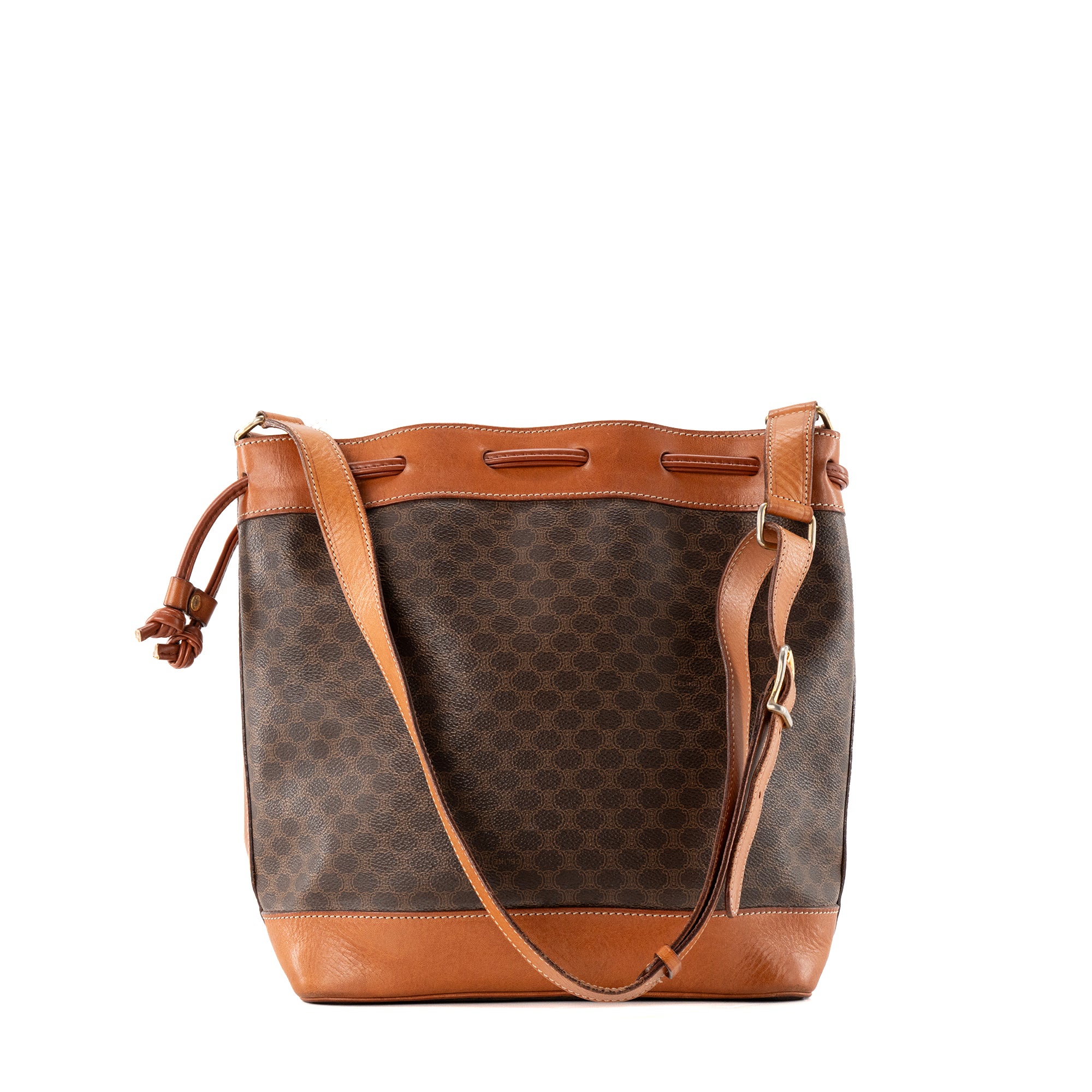 CELINE - Sac seau Macadam Celine en toile marron vintage