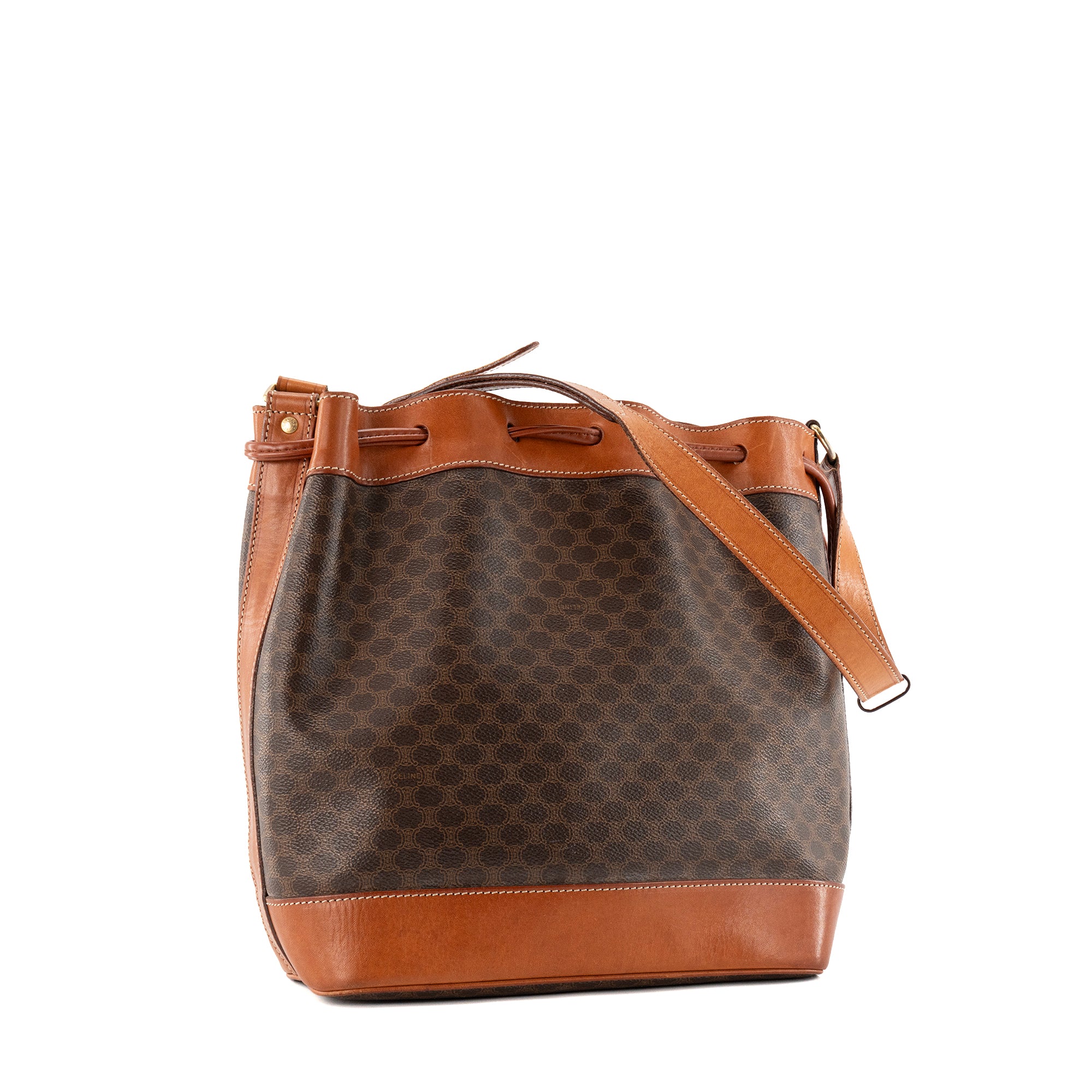 CELINE - Sac seau Macadam Celine en toile marron vintage