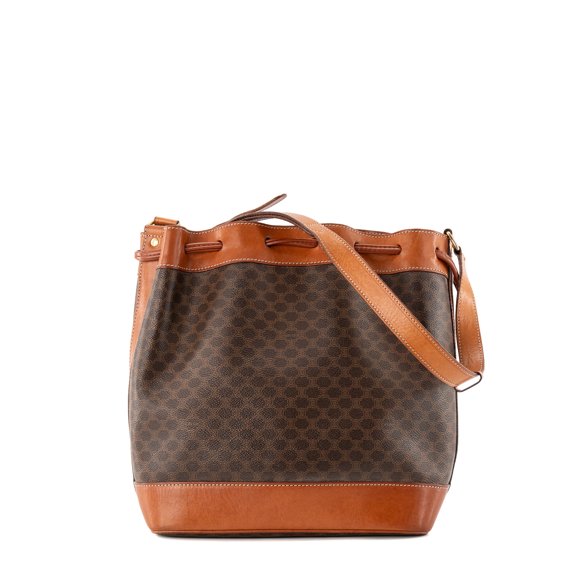 CELINE - Sac seau Macadam Celine en toile marron vintage