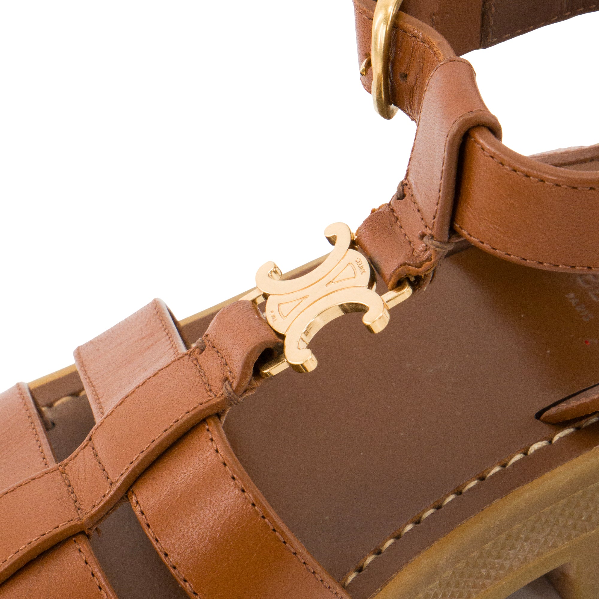 CELINE - Sandales Clea Gladiateur Triomphe Celine en cuir lisse marron (T34)