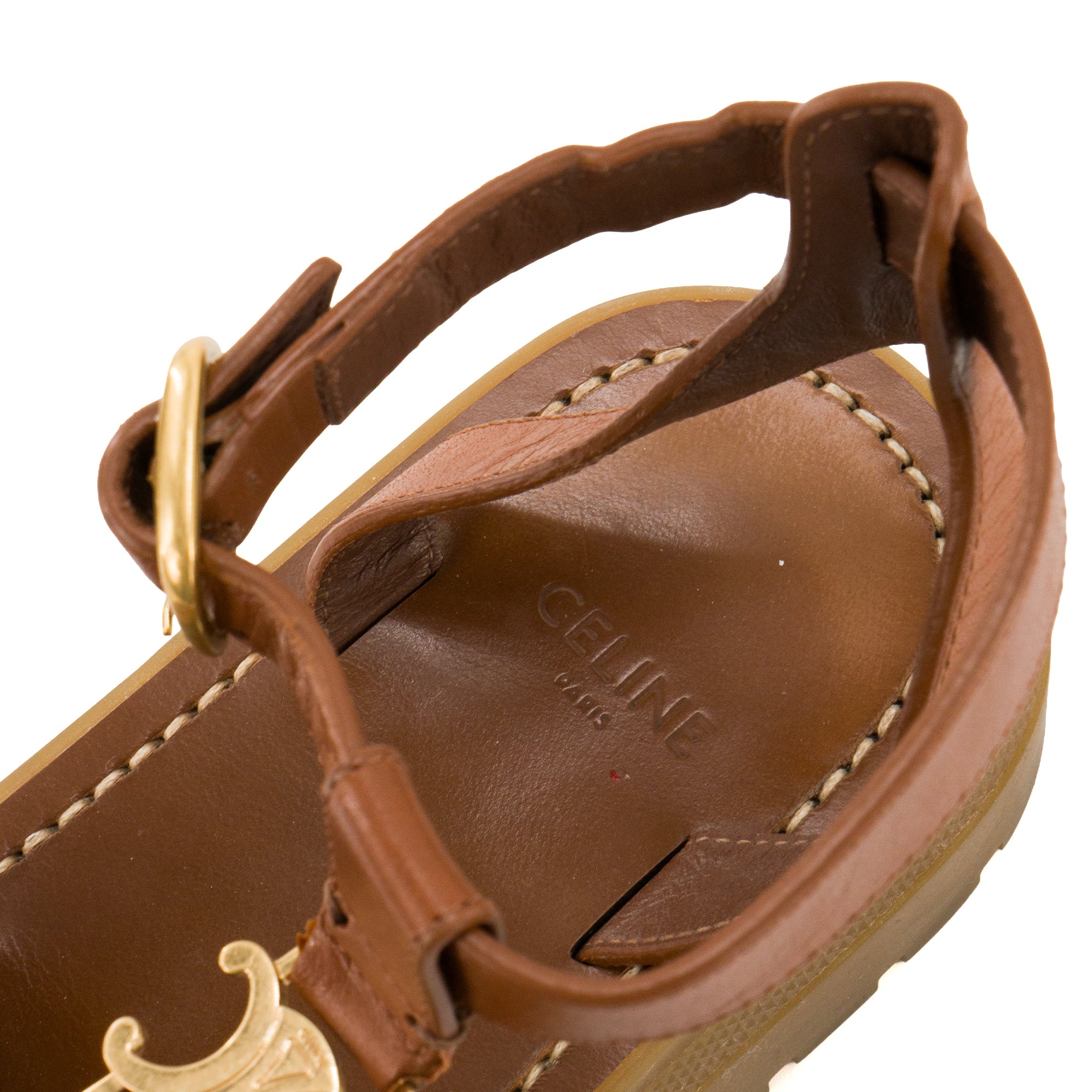 CELINE - Sandales Clea Gladiateur Triomphe Celine en cuir lisse marron (T34)