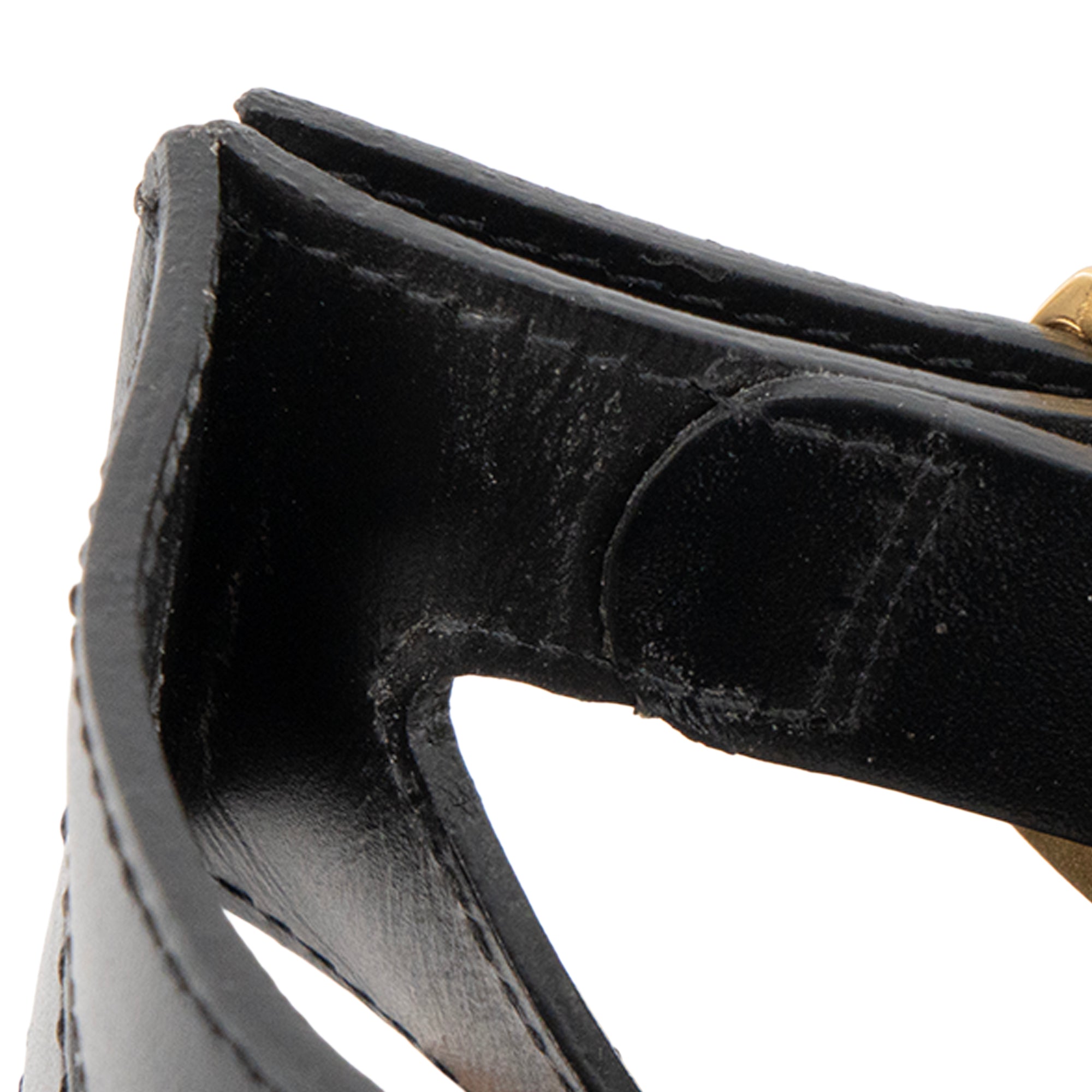 CELINE - Sandales Jolly Triomphe Celine en raphia et cuir lisse noir (T37)