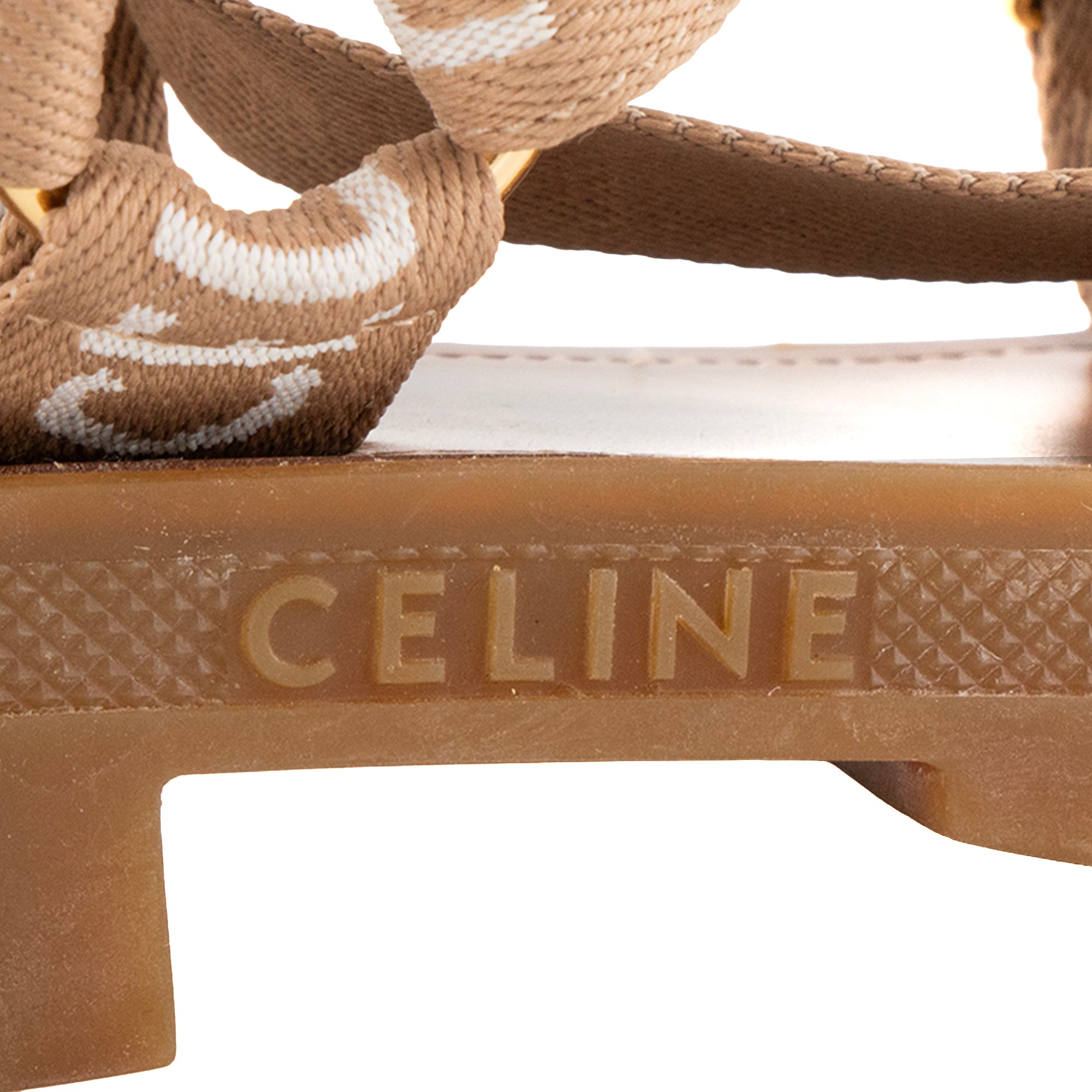 CELINE - Sandales Leo Celine en toile marron et blanche (T38)