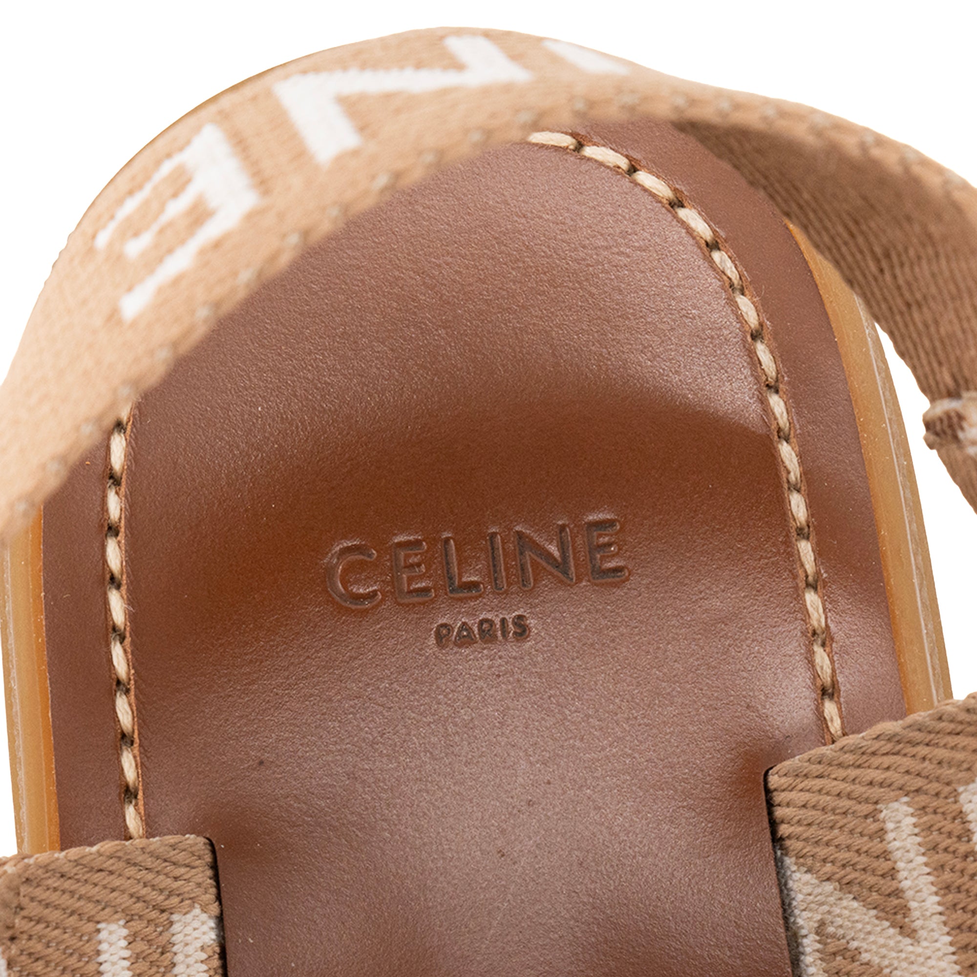 CELINE - Sandales Leo Celine en toile marron et blanche (T38)