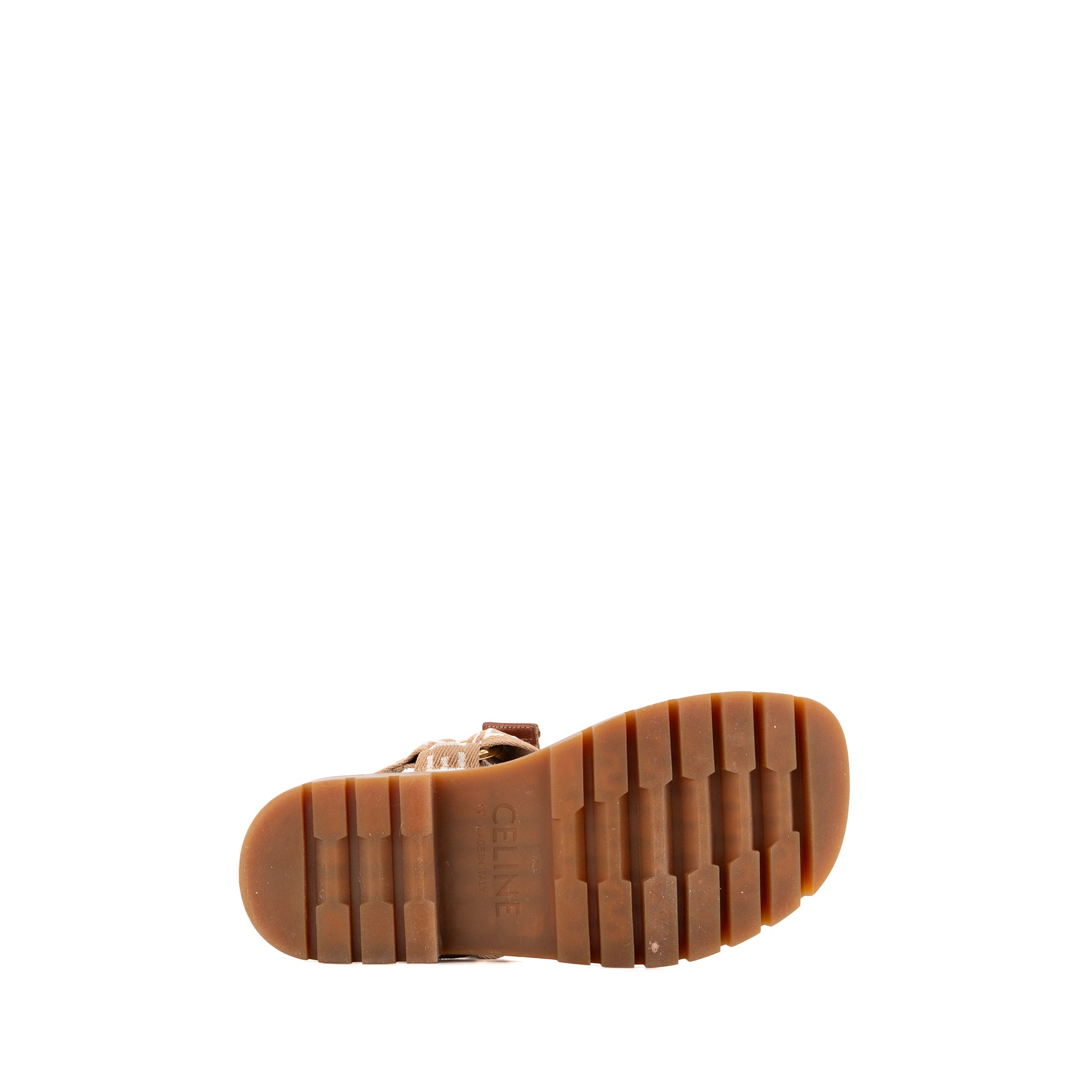 CELINE - Sandales Leo Celine en toile marron et blanche (T38)