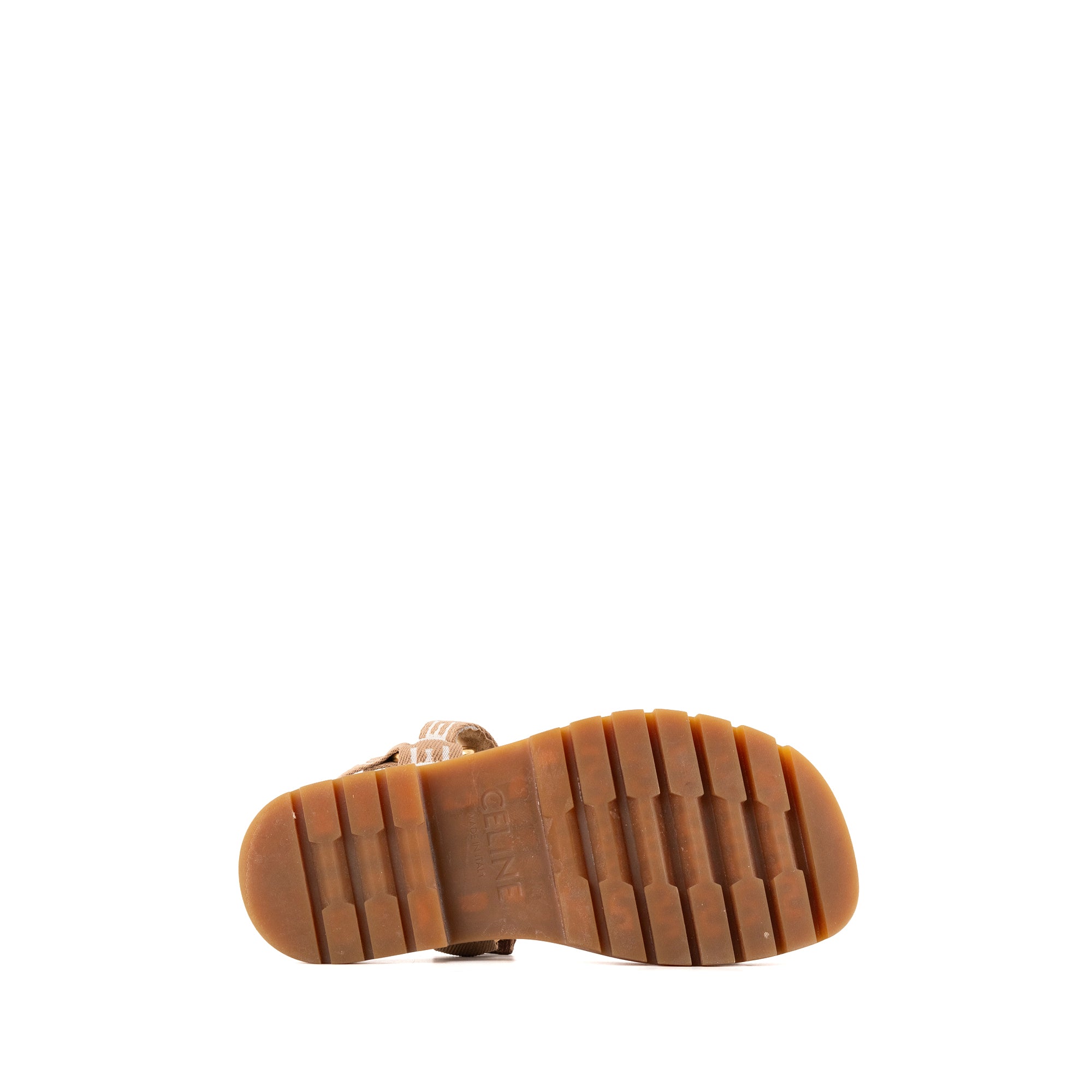 CELINE - Sandales Leo Celine en toile marron et blanche (T38)