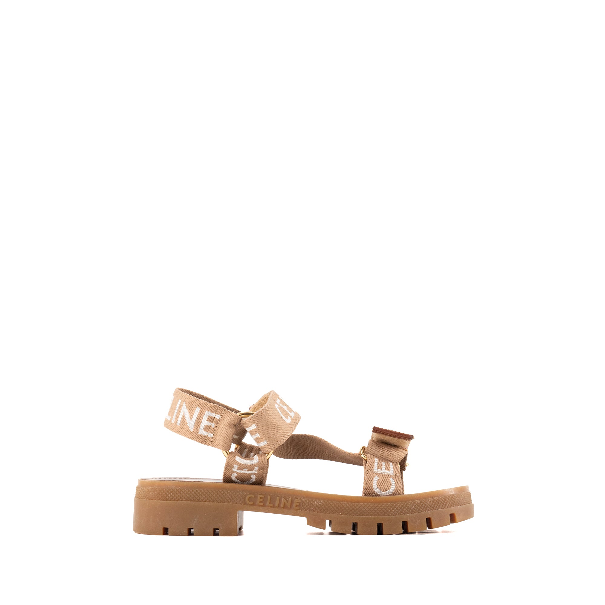 CELINE - Sandales Leo Celine en toile marron et blanche (T38)