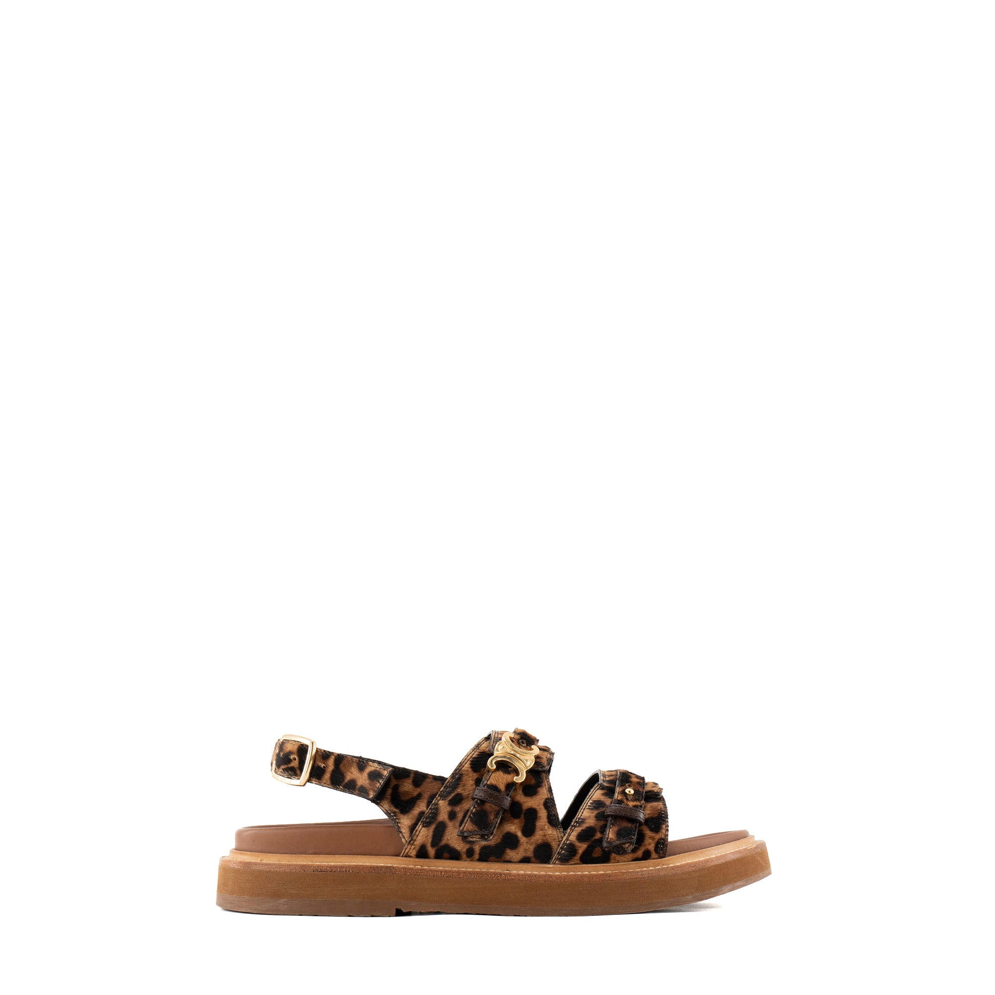 CELINE - Sandales Tippi Triomphe en veau velours imprimé léopard (T40)