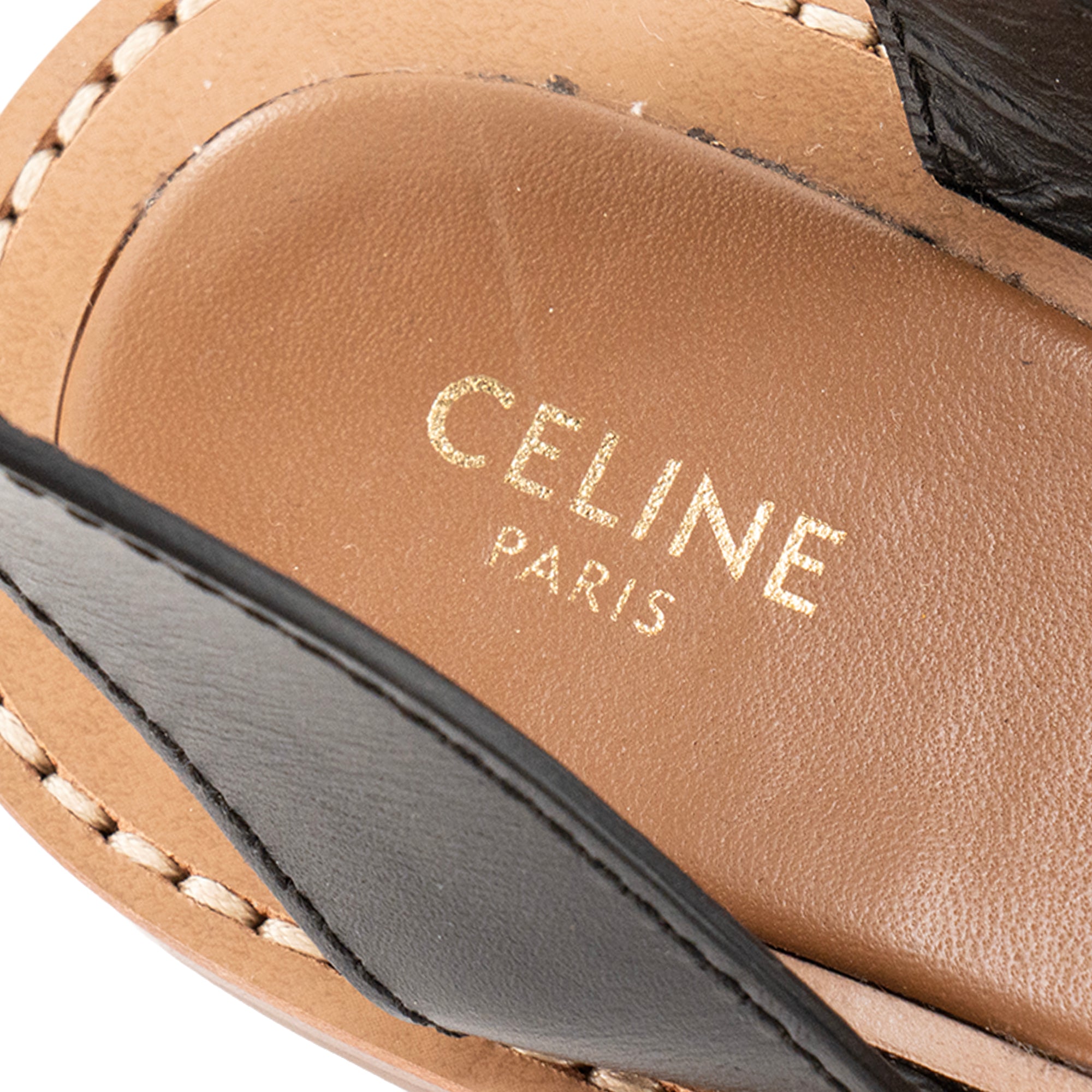 CELINE - Sandales Lympia Celine en toile et cuir noir (T38)