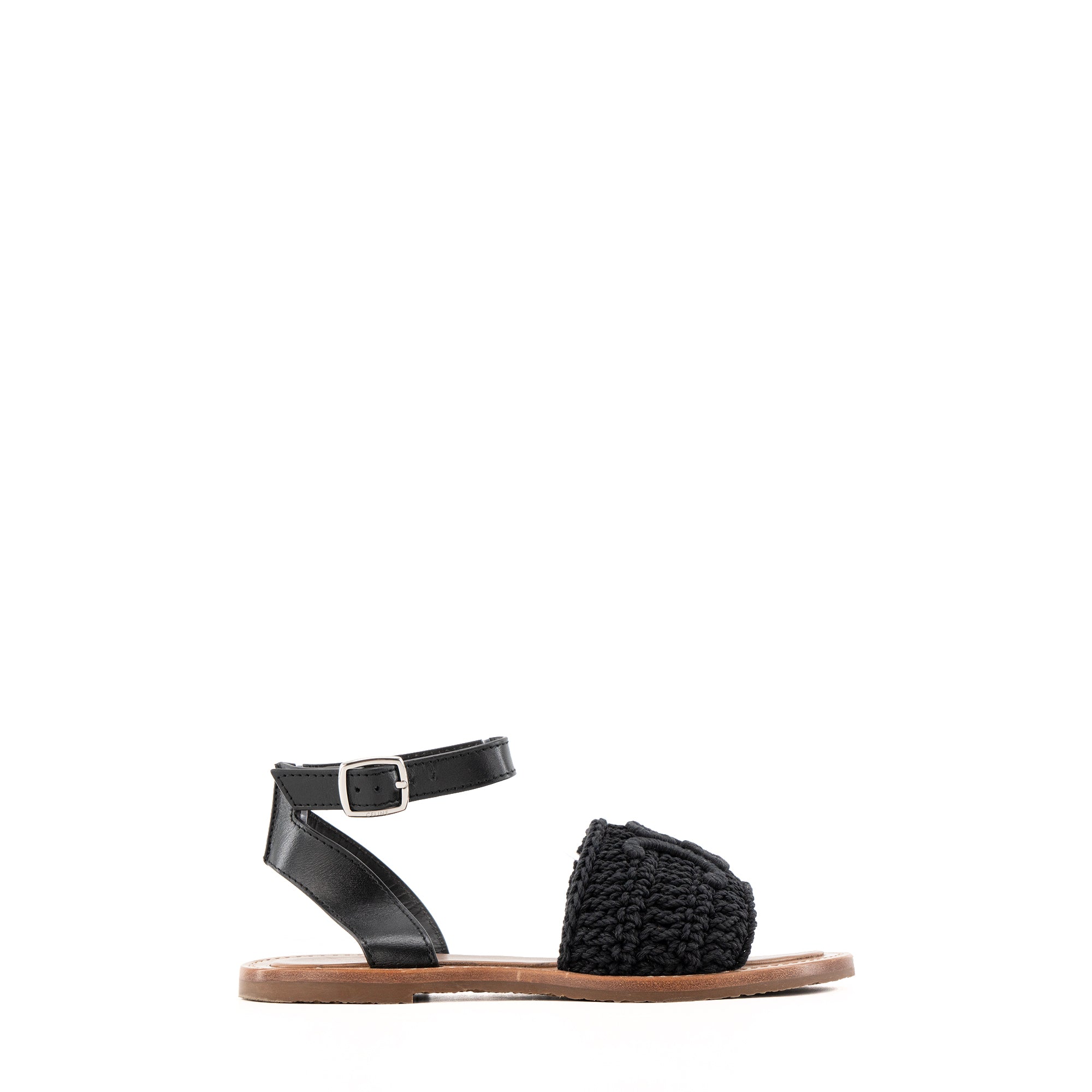 CELINE - Sandales Lympia Celine en toile et cuir noir (T38)