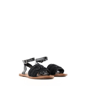 CELINE - Sandales Lympia Celine en toile et cuir noir (T38)