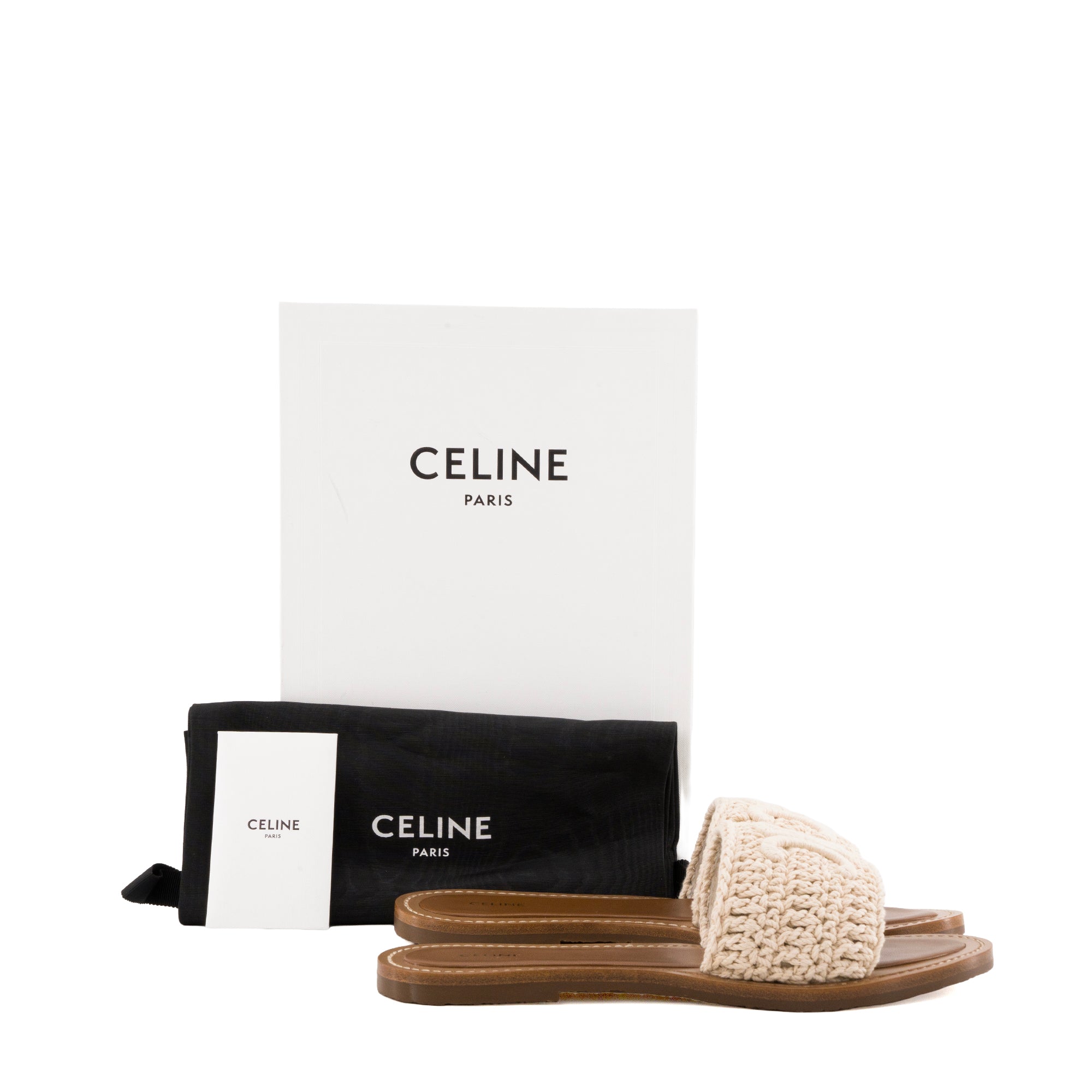 CELINE - Sandales Lympia Triomphe Celine en cotton beige (T40)