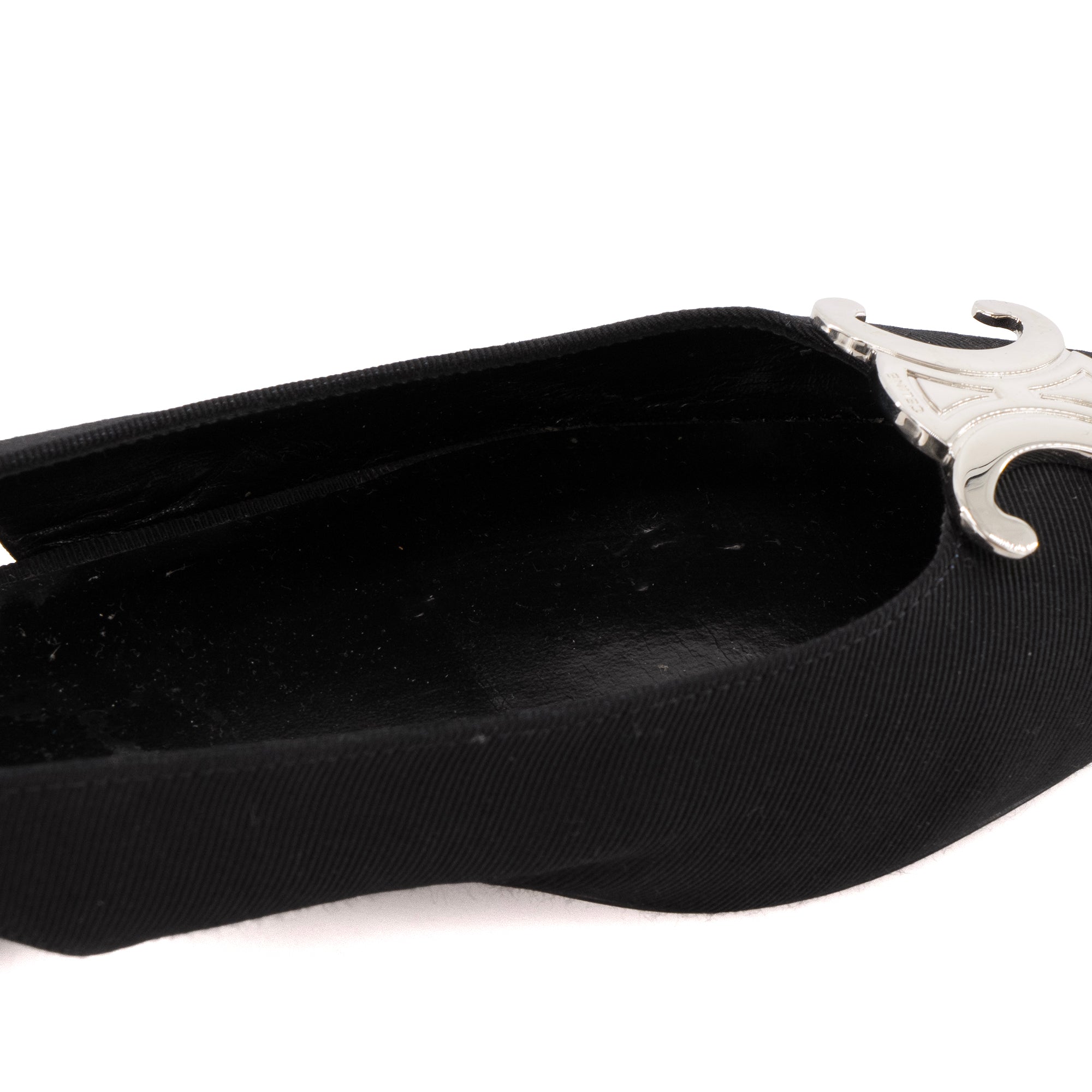 CELINE - Sandales Slingback Triomphe Celine en toile noire (T39)