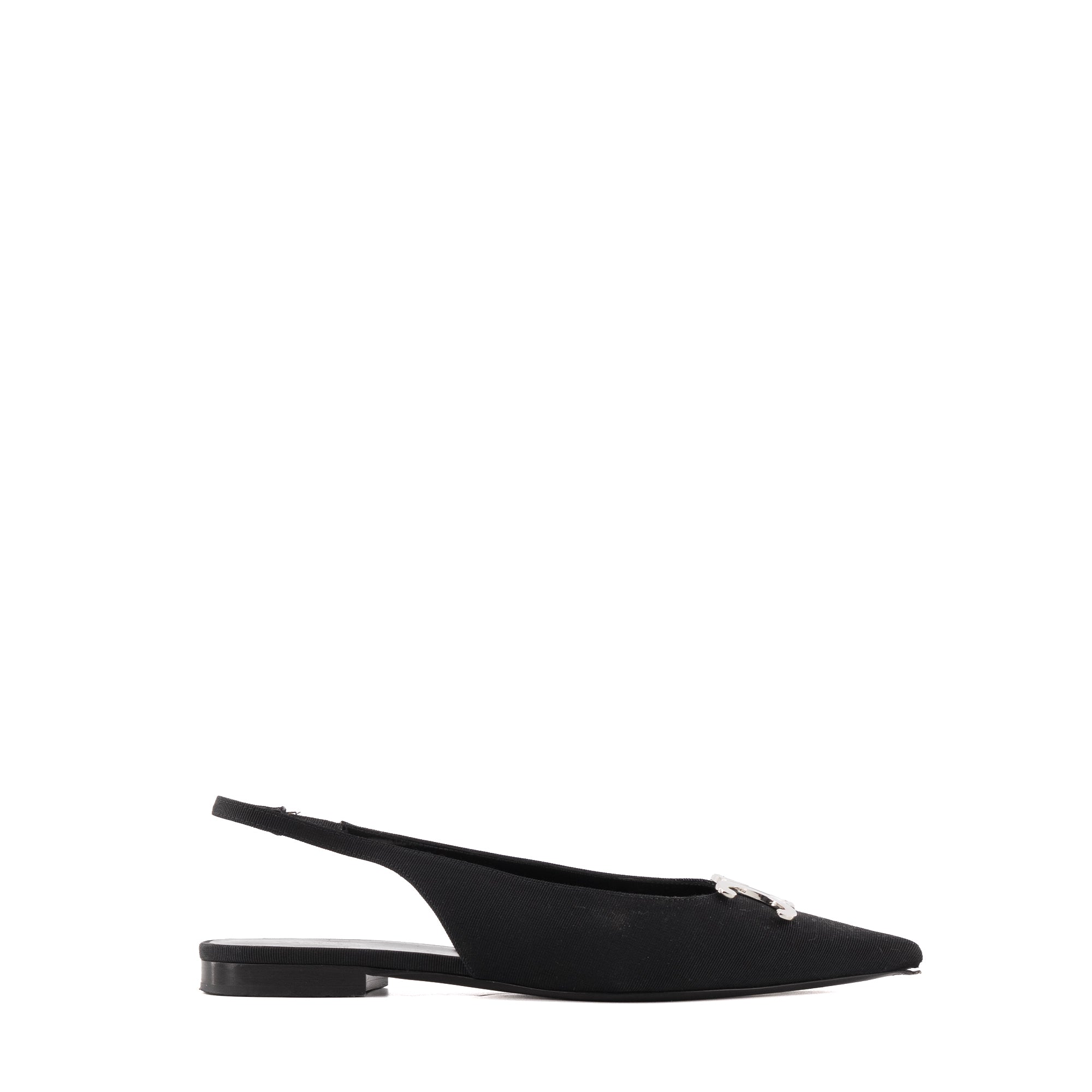 CELINE - Sandales Slingback Triomphe Celine en toile noire (T39)
