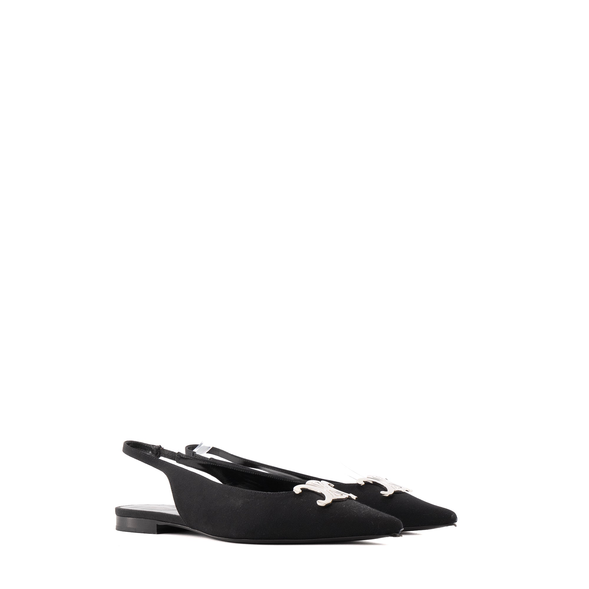 CELINE - Sandales Slingback Triomphe Celine en toile noire (T39)