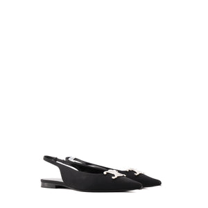 CELINE - Sandales Slingback Triomphe Celine en toile noire (T39)