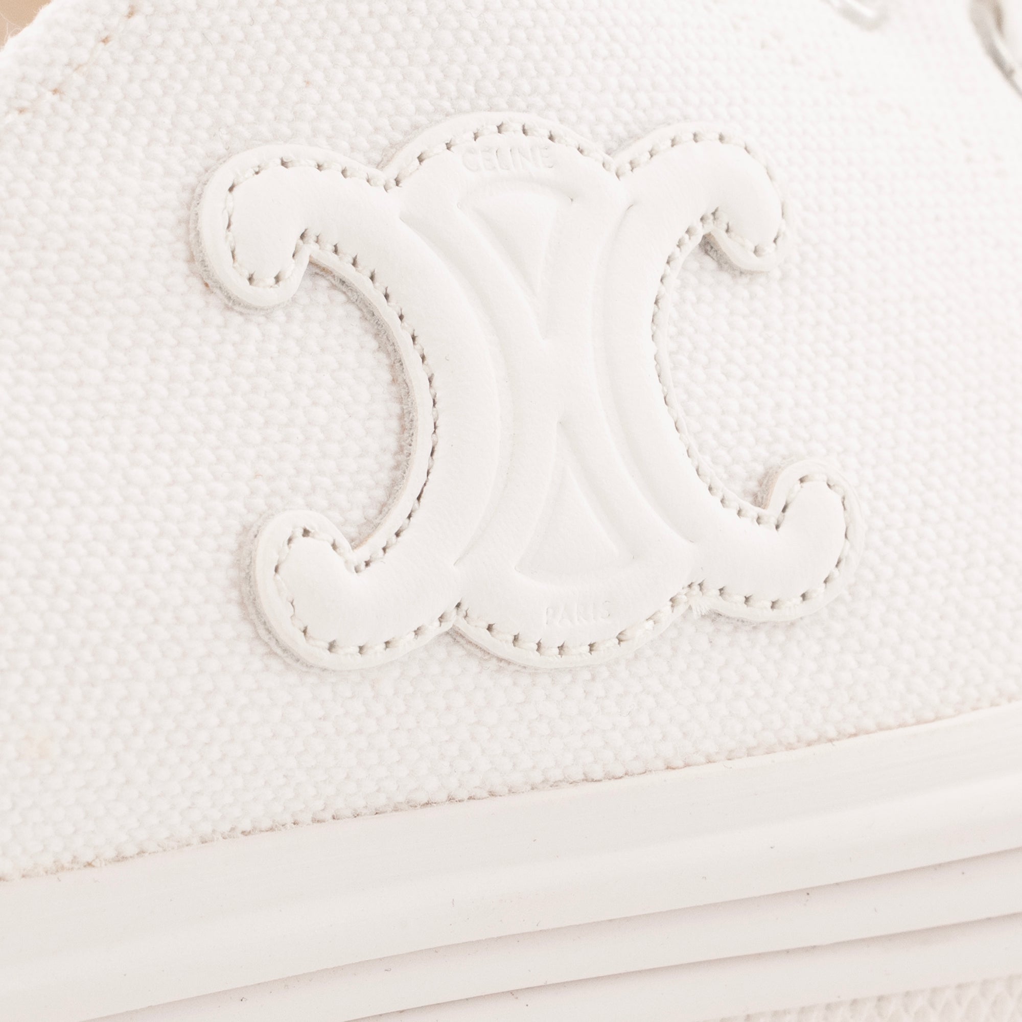 CELINE - Sneakers Jane Celine en toile blanche et cuir (T37)