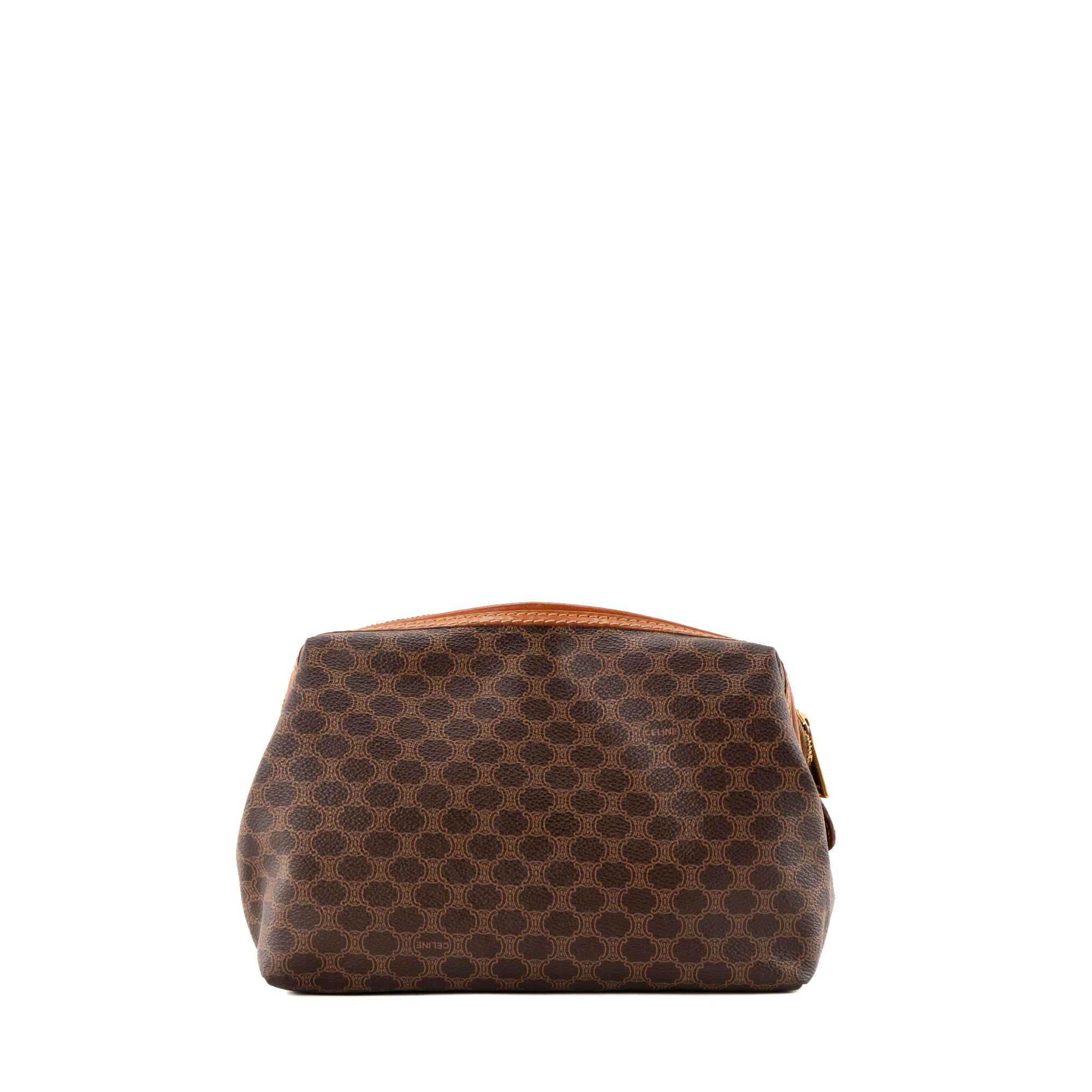 CÉLINE - Trousse de Toilette Celine en toile enduite macadam marron vintage