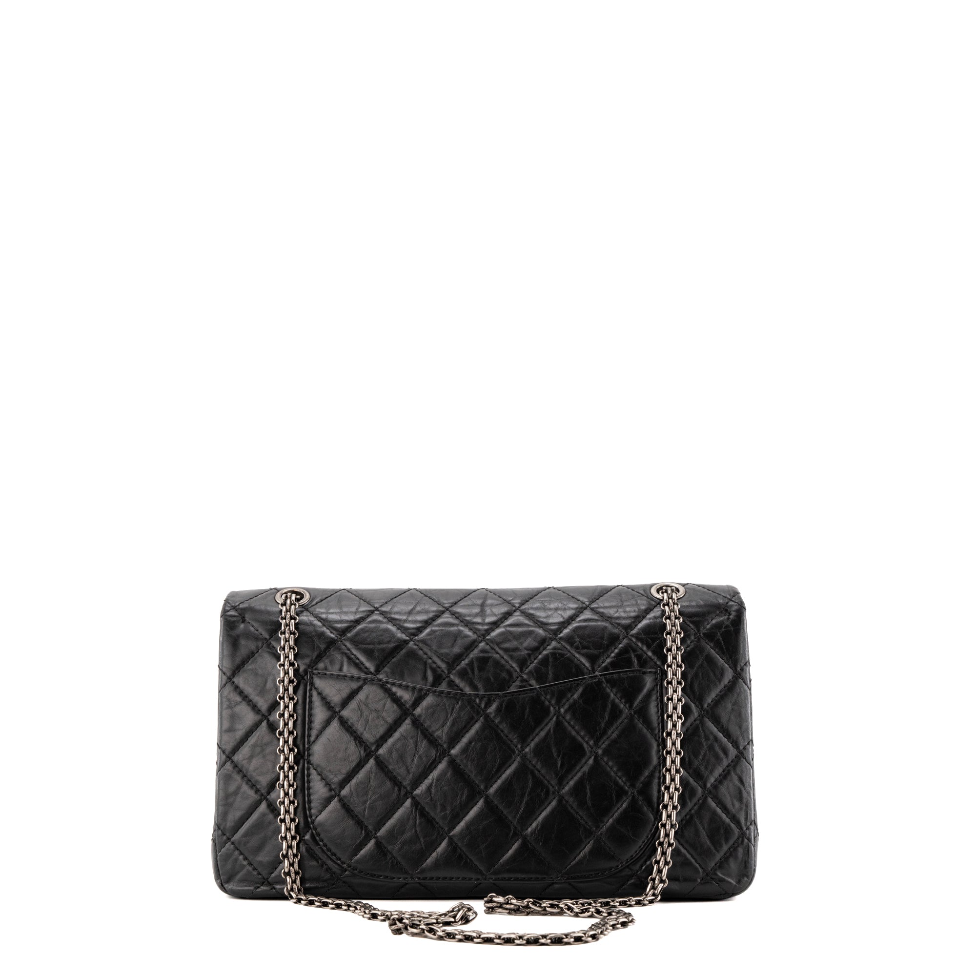 CHANEL - Sac à bandoulière 2.55 Jumbo Chanel en cuir froissé noir