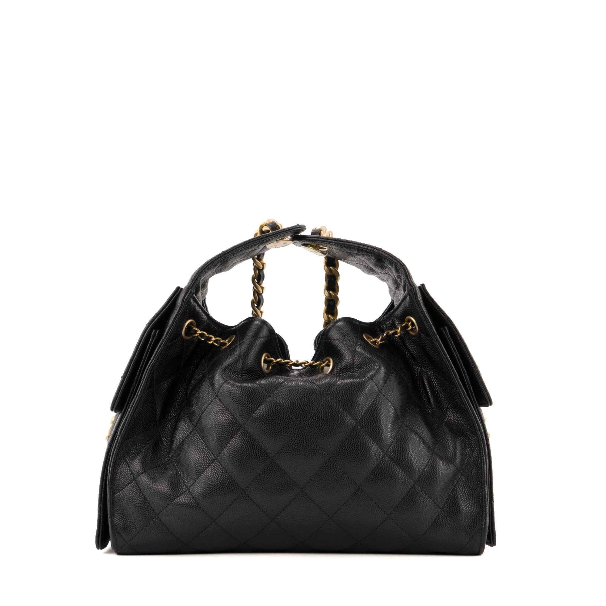 CHANEL - Sac à épaule Chanel 25 small en cuir caviar noir