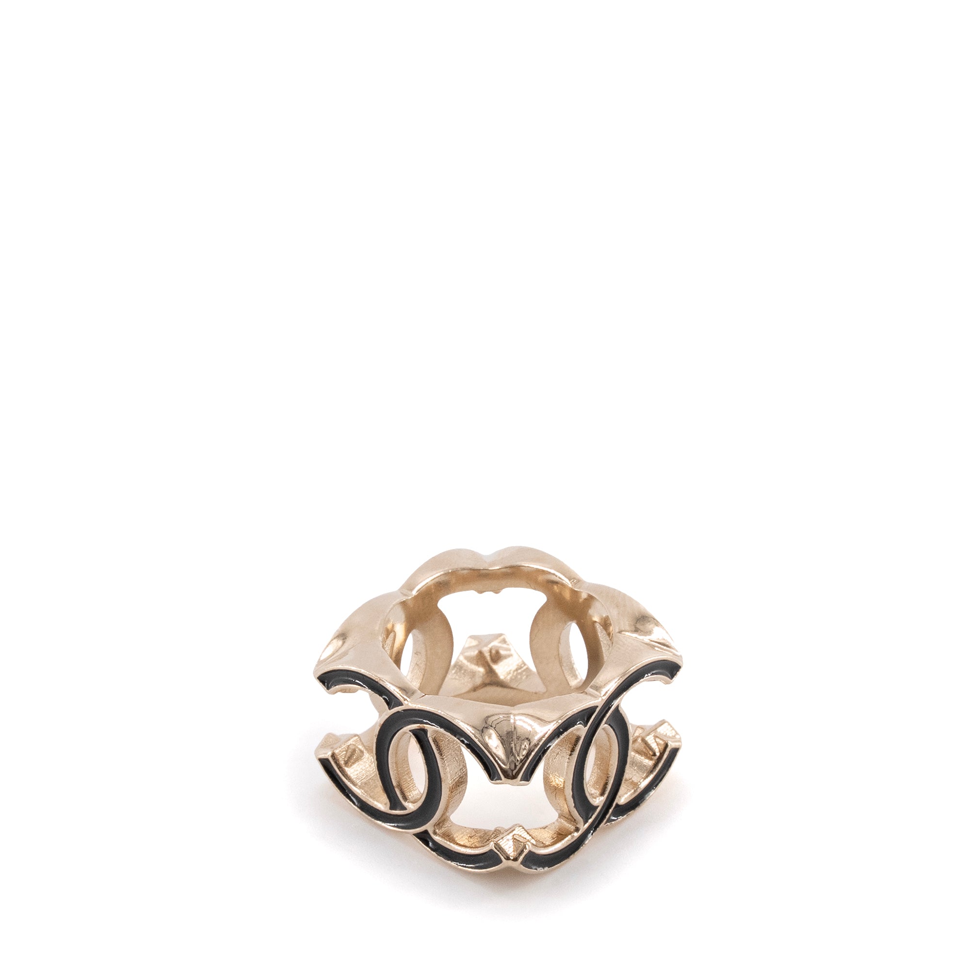 CHANEL - Bague Cube CC Chanel en métal doré (T54)