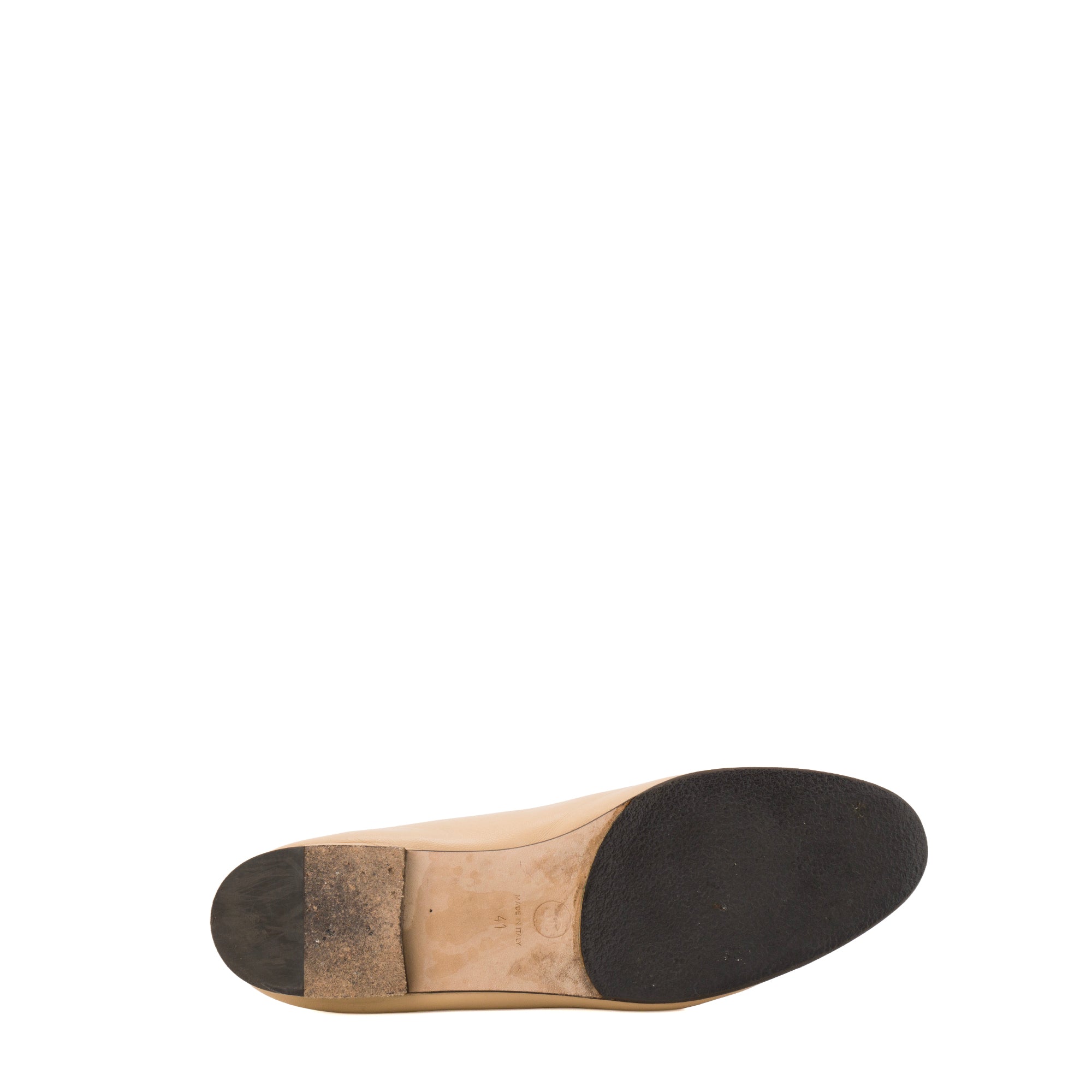CHANEL - Ballerines Cambon Chanel en cuir lisse beige et noir (T41)
