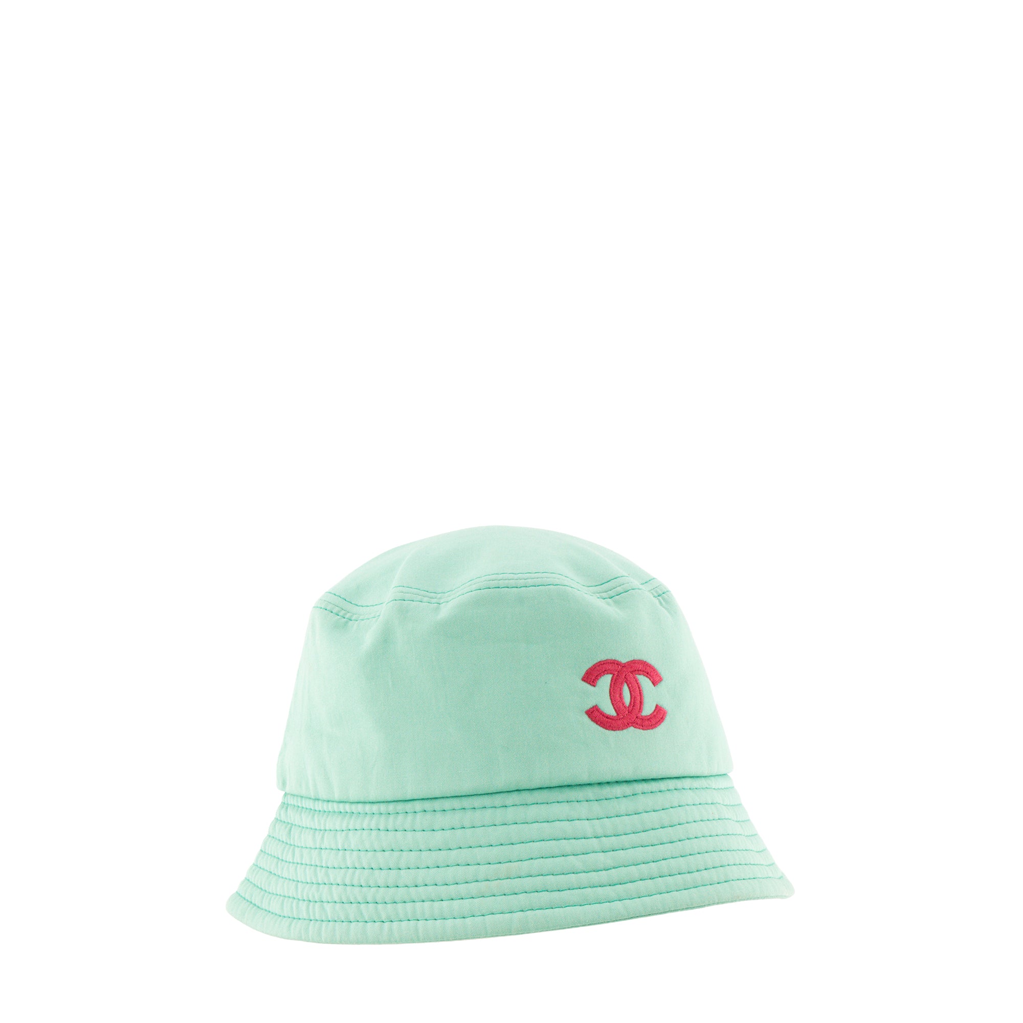 CHANEL - Bob CC Chanel en coton vert d'eau (M)