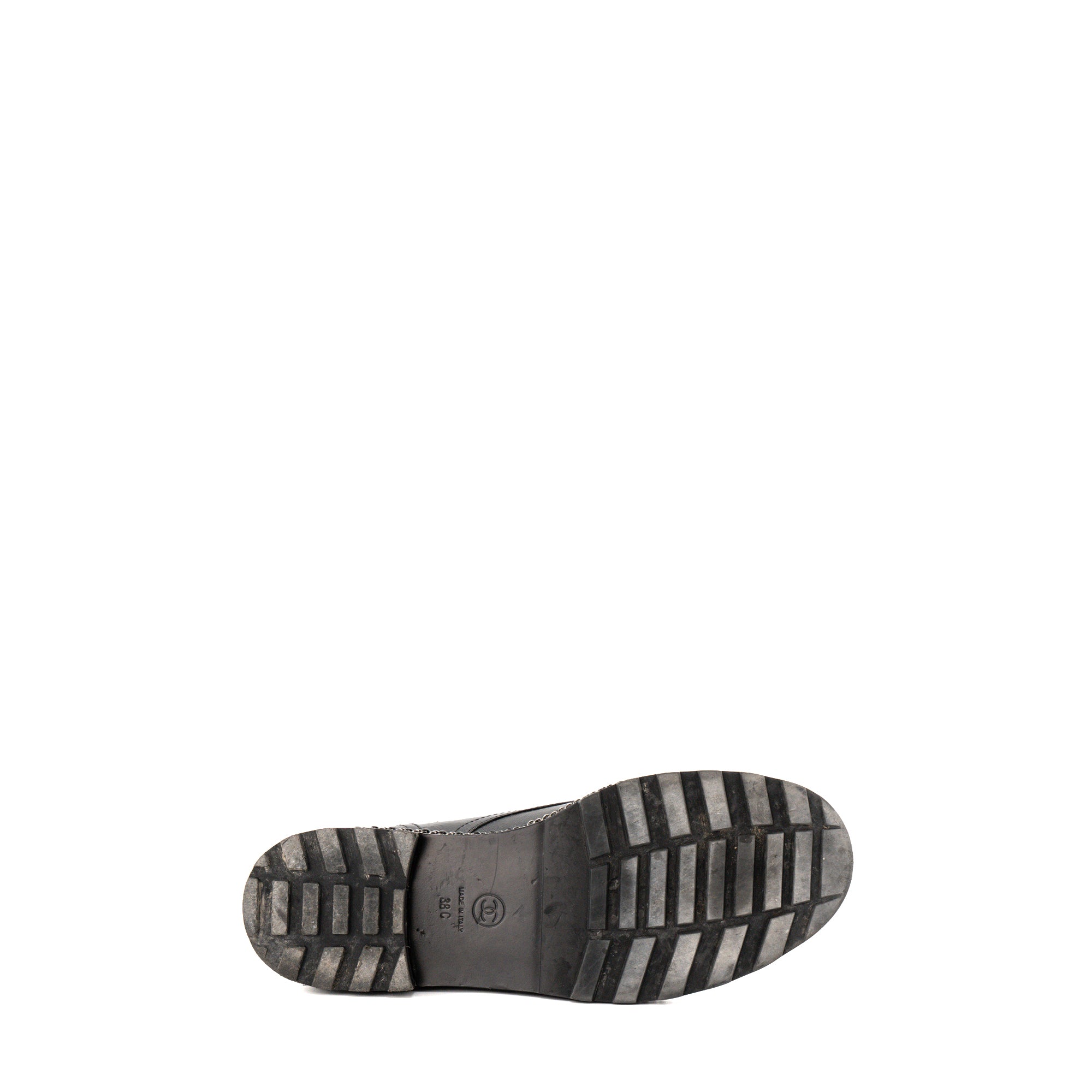 CHANEL - Boots motardes Chanel en cuir noir (T38)