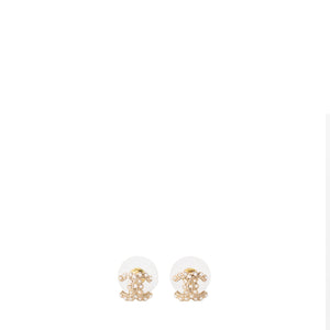 CHANEL - Boucles d'oreilles CC Chanel en perles et métal doré