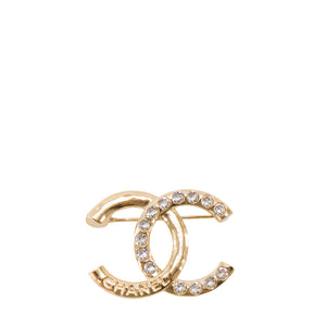 CHANEL - Broche CC Chanel en métal doré champagne